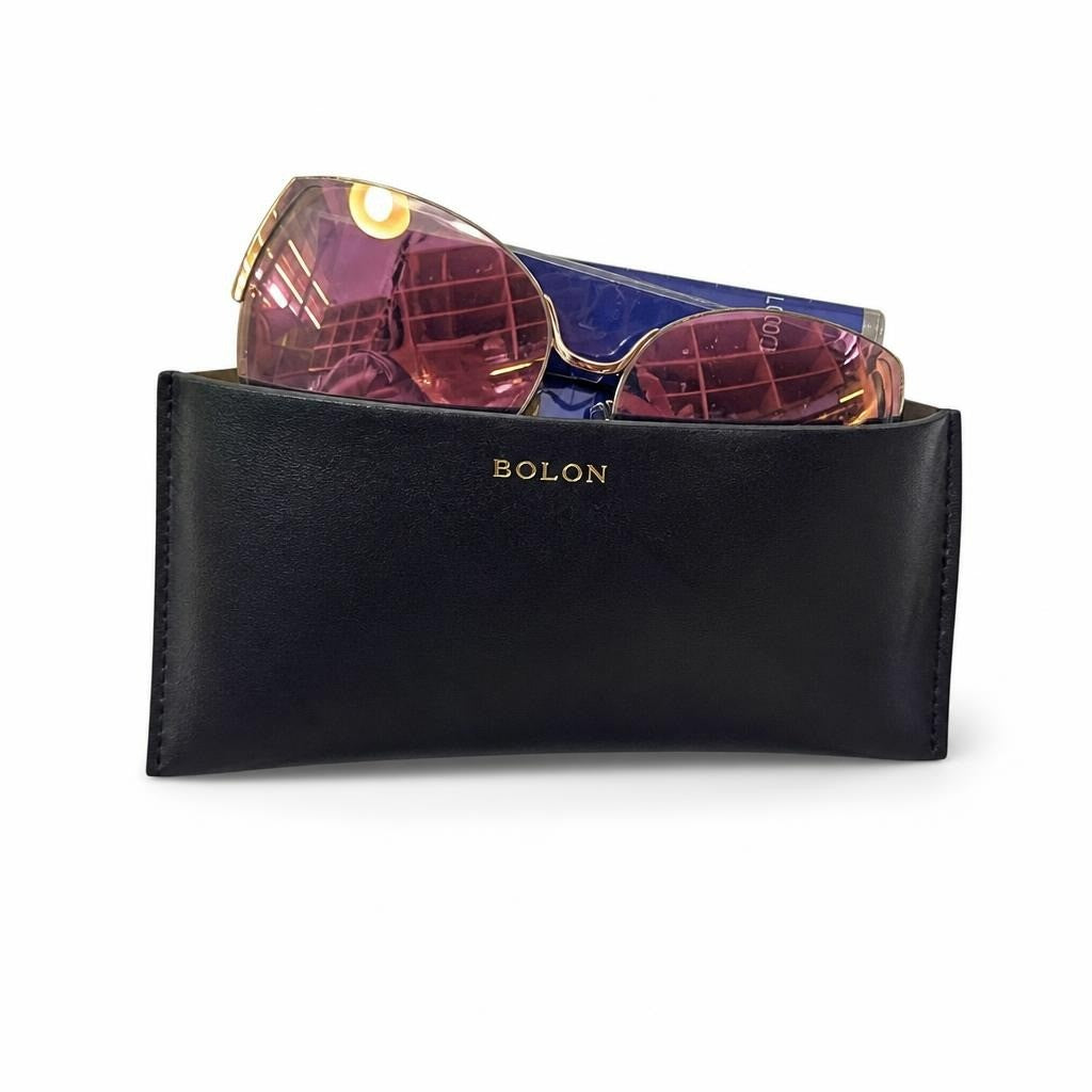 Bolon pink mirrored oversized sunglasses, gold frame - white studio shot, second-hand at Why Go Less, Dekwaneh, Lebanon