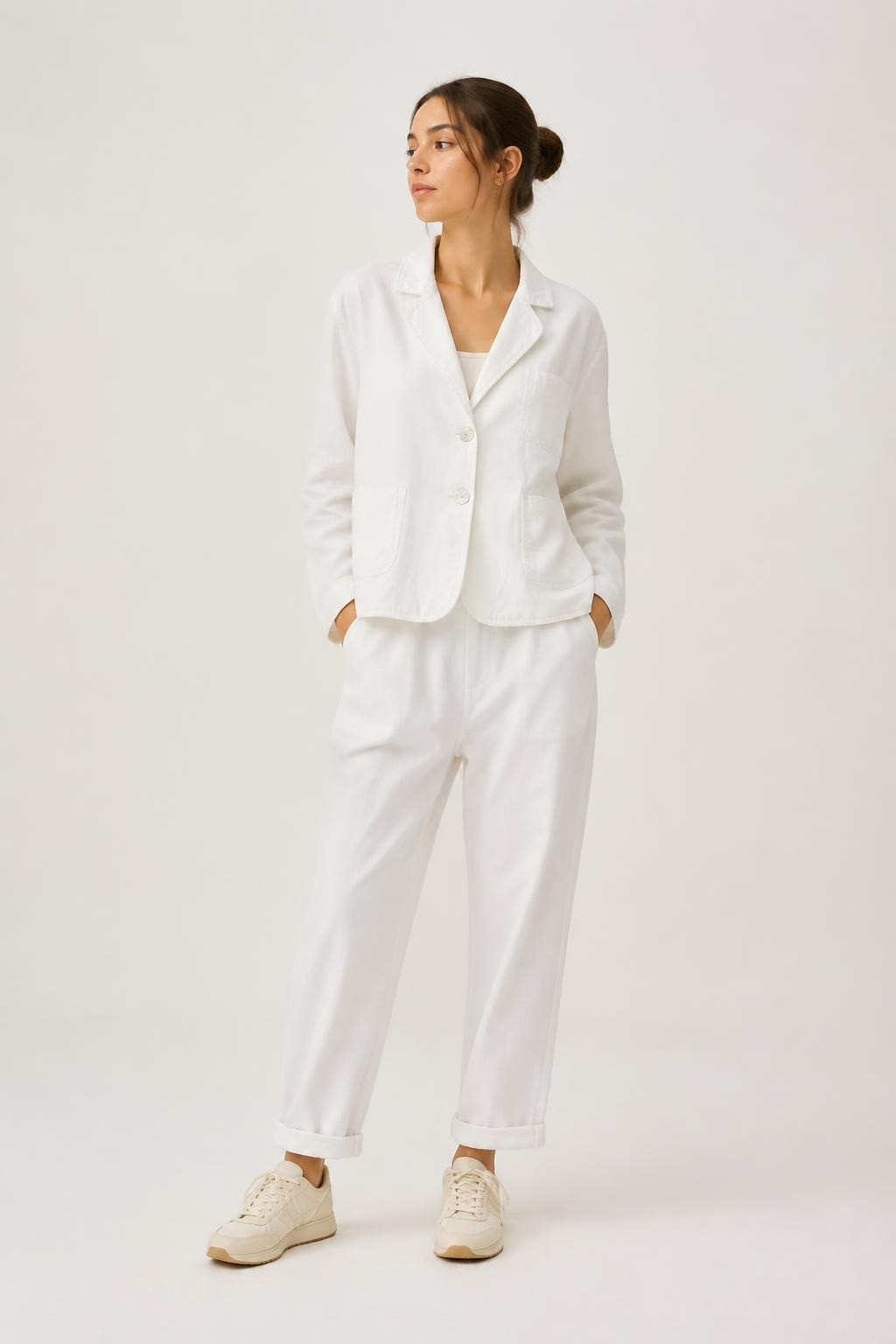 Nos Intuitions White Denim Blazer Jacket | Pre-Loved | Why Go Less