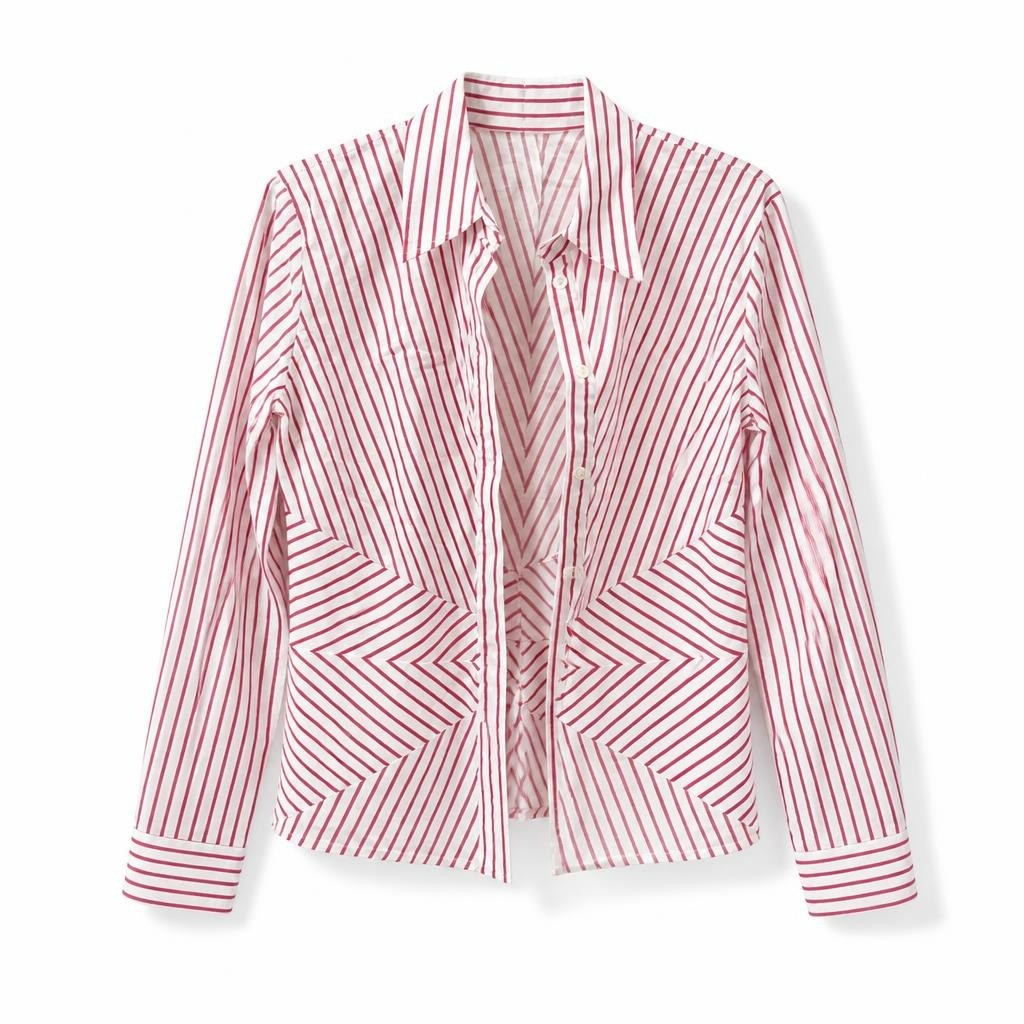 Jones New York red & white striped button shirt - white studio shot, second-hand at Why Go Less, Dekwaneh, Lebanon