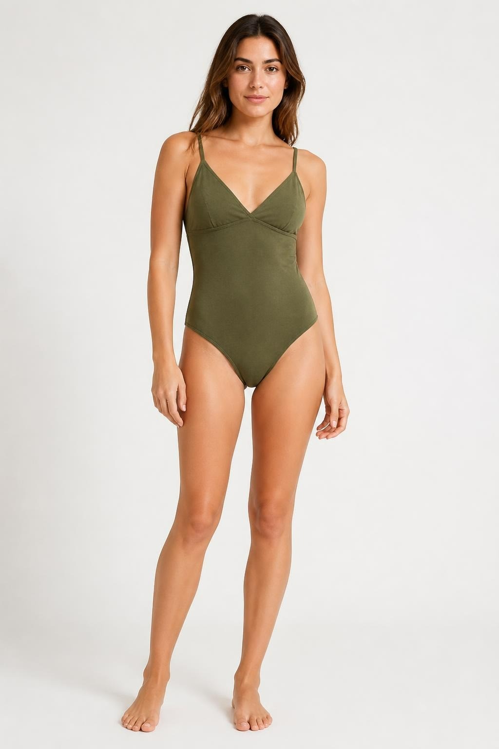 Olive Green V-Neck Cami Bodysuit | Pre-Loved | Why Go Less
