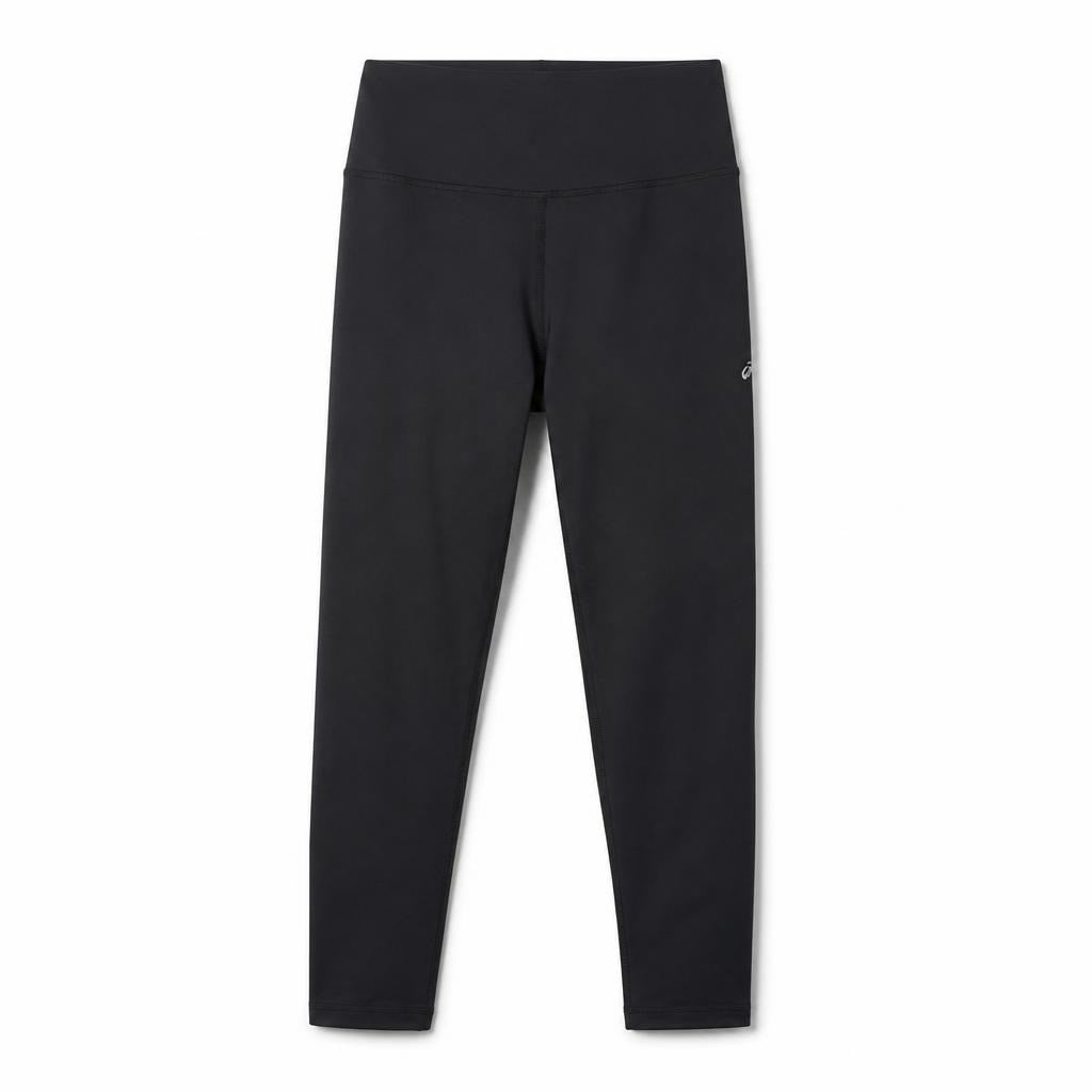 Black high-waist athletic leggings, full length - white studio shot, second-hand at Why Go Less, Dekwaneh, Lebanon