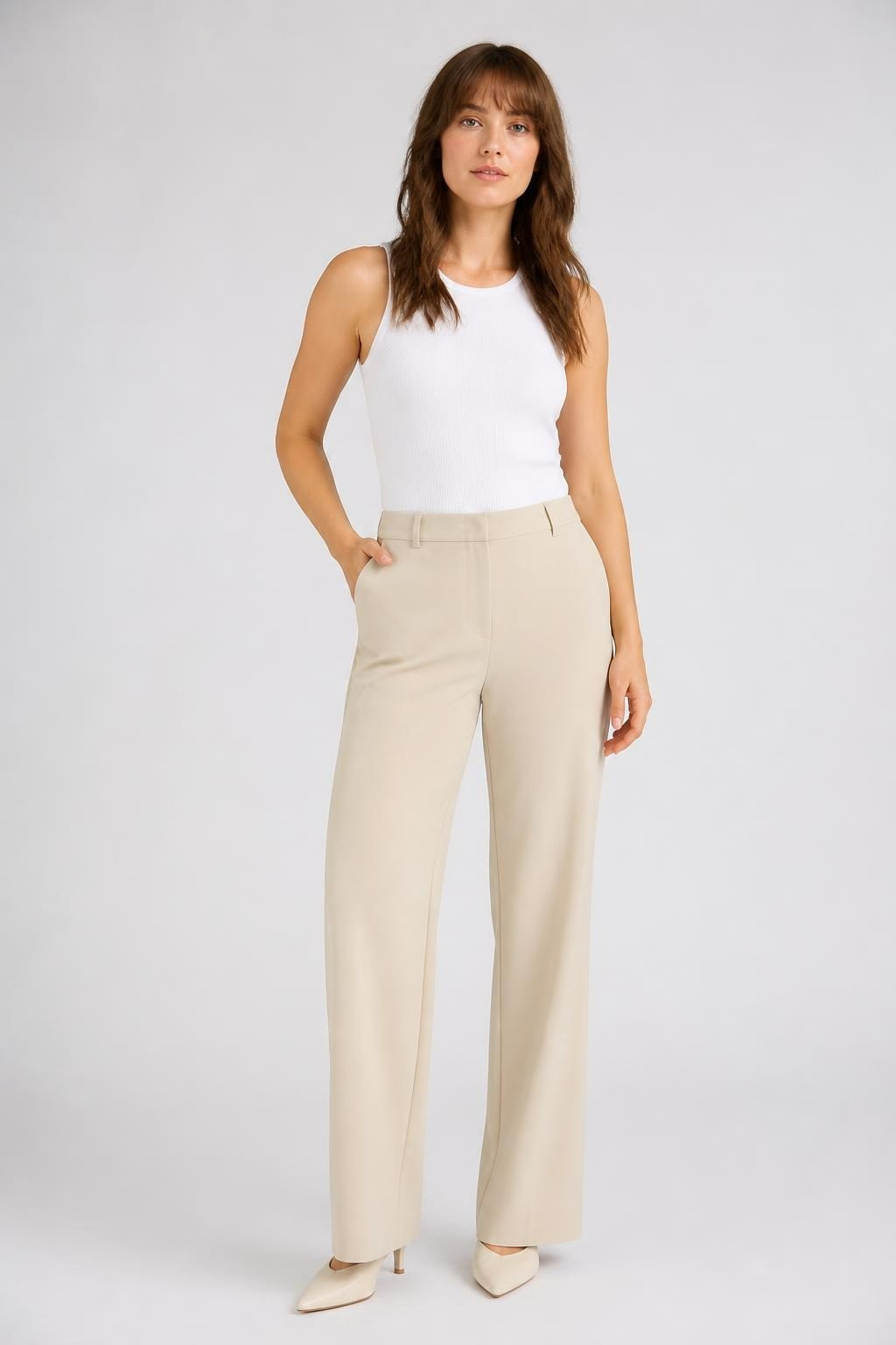 Cream Beige Wide-Leg Trousers | Pre-Loved | Why Go Less