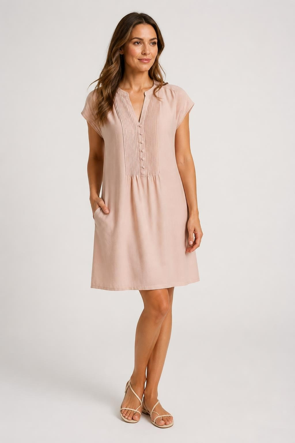 H&M Blush Pink Button-Detail Tunic Top S-M | Pre-Loved | Why Go Less-1