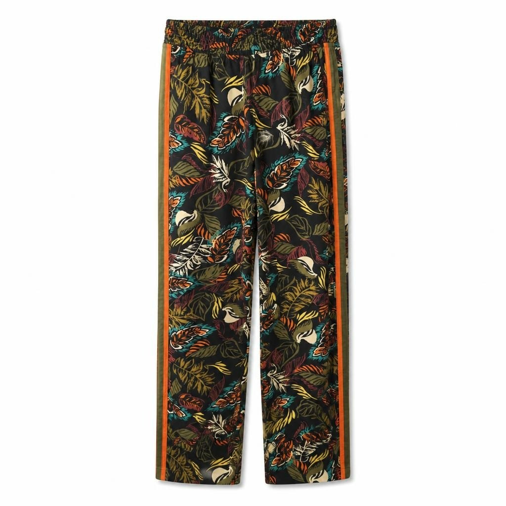 Stradivarius tropical print  wide-leg pants, multicolor, M - white studio shot, second-hand at Why Go Less, Dekwaneh, Lebanon