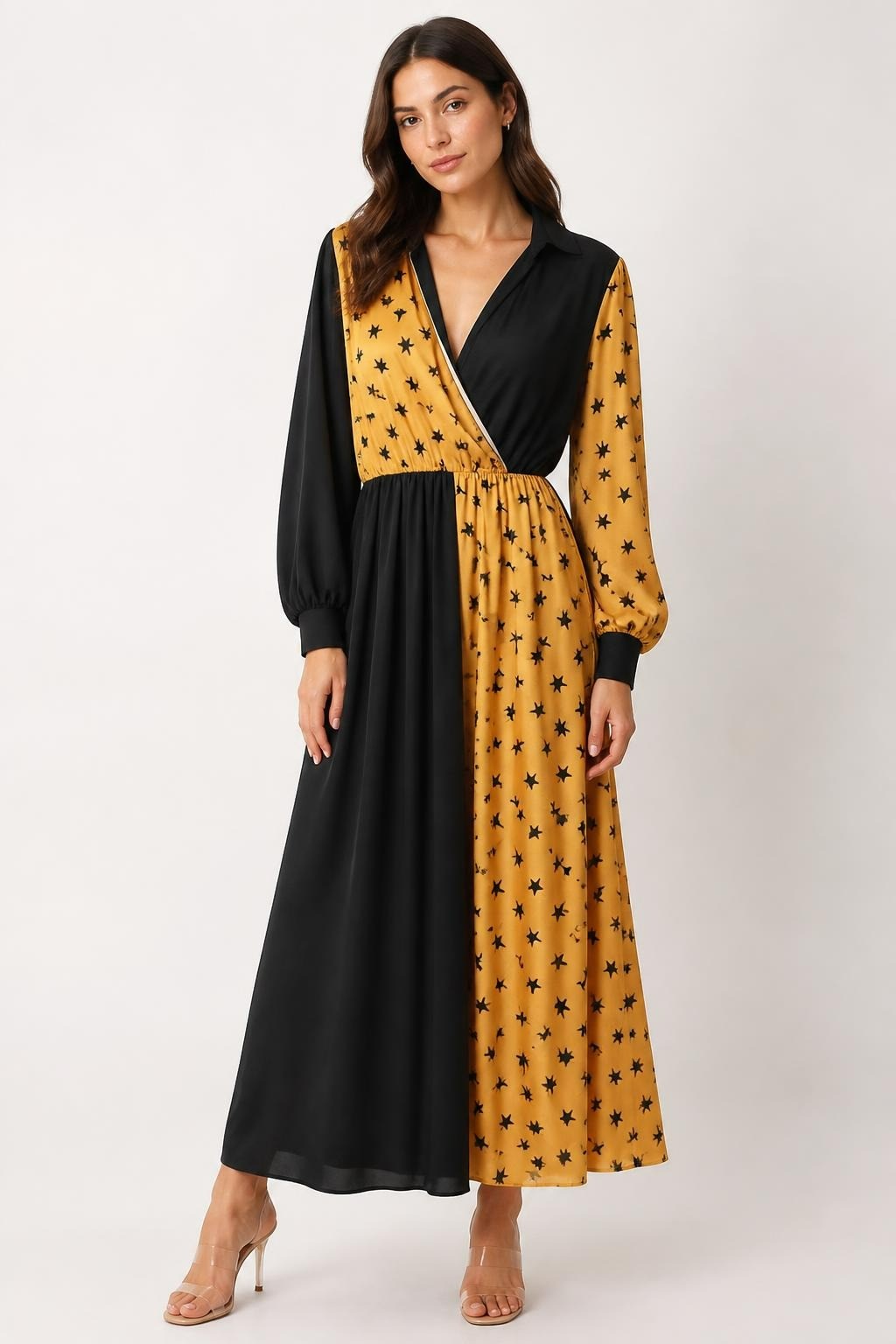 Les Filles Black & Mustard Star Print Maxi Dress | Pre-Loved | Why Go Less