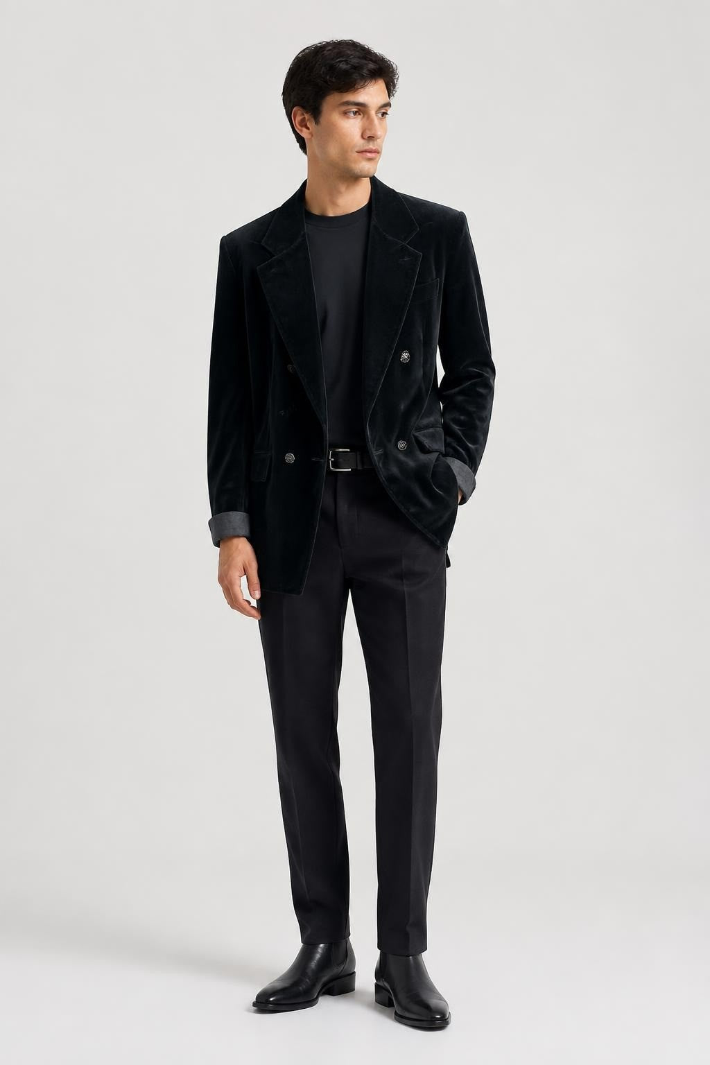 Blazer croisé en velours noir, boutons argentés | Seconde main | Pourquoi se priver ?