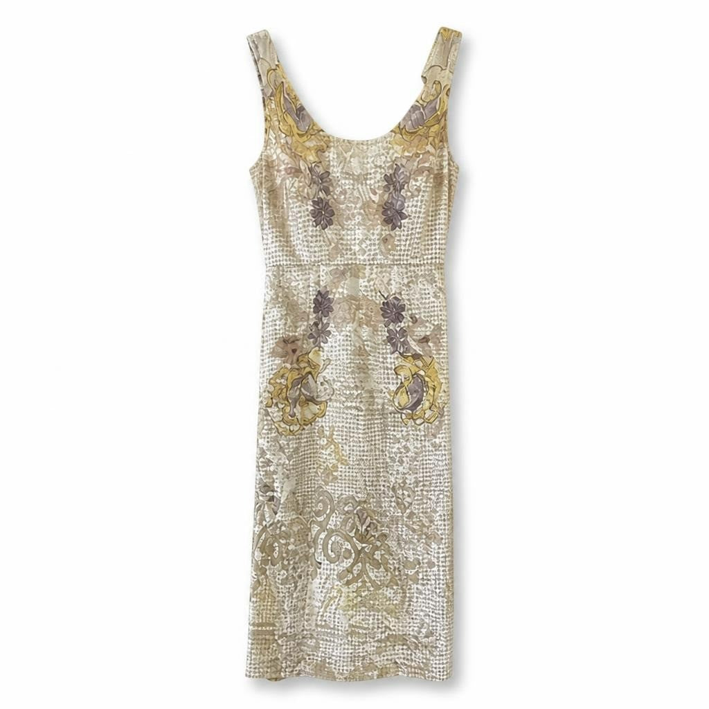 White embroidered floral lace sleeveless midi dress - white studio shot, second-hand at Why Go Less, Dekwaneh, Lebanon