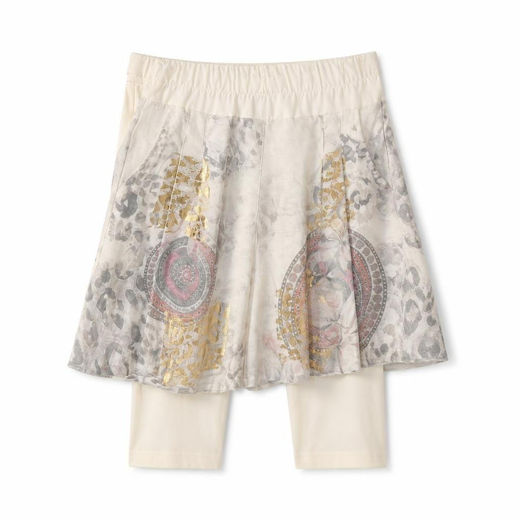 Cream printed skirt and tank top matching set - white studio shot, second-hand at Why Go Less, Dekwaneh, Lebanon