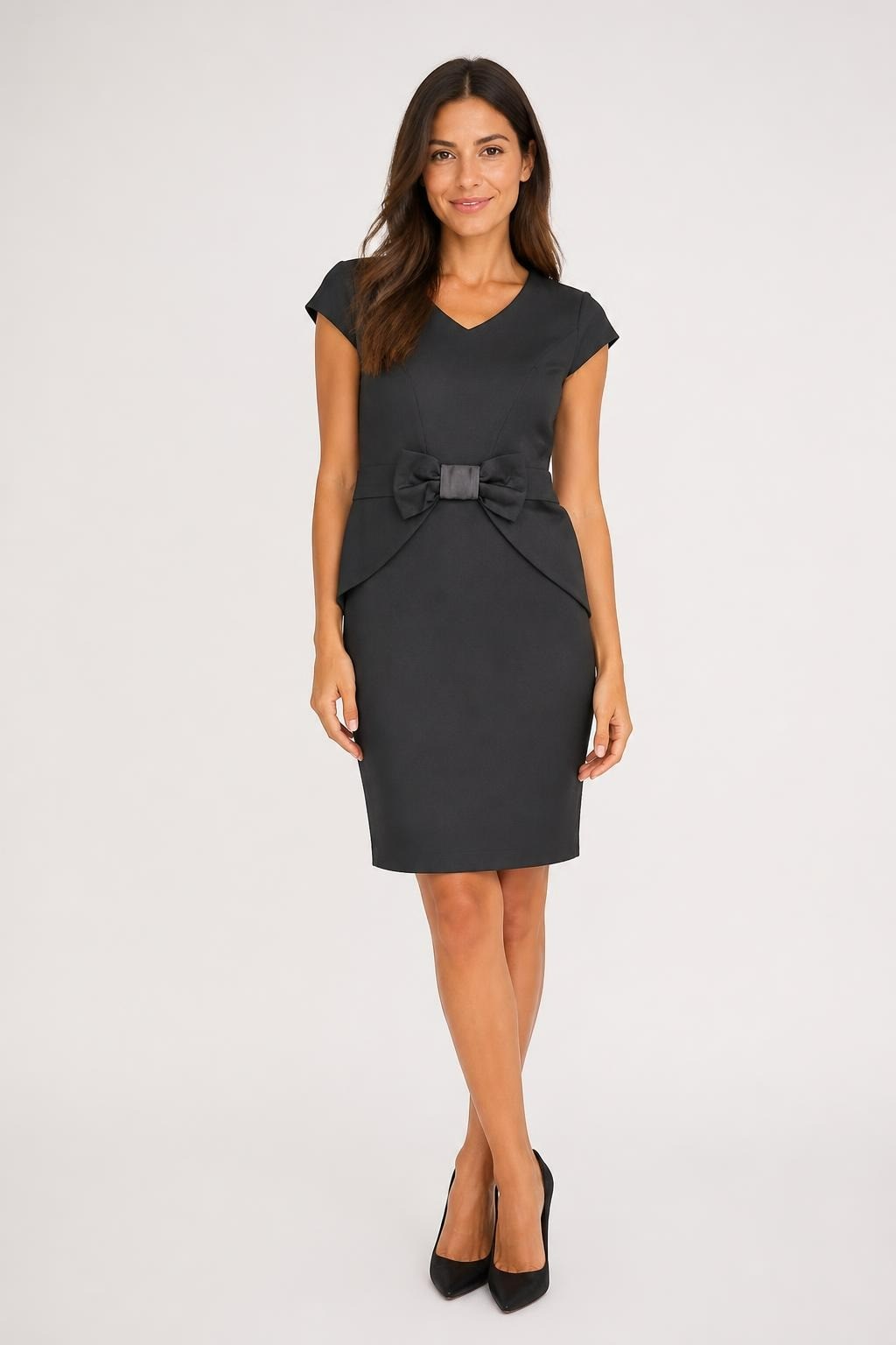 Black Satin Bow Mini Dress XS | Pre-Loved | Why Go Less