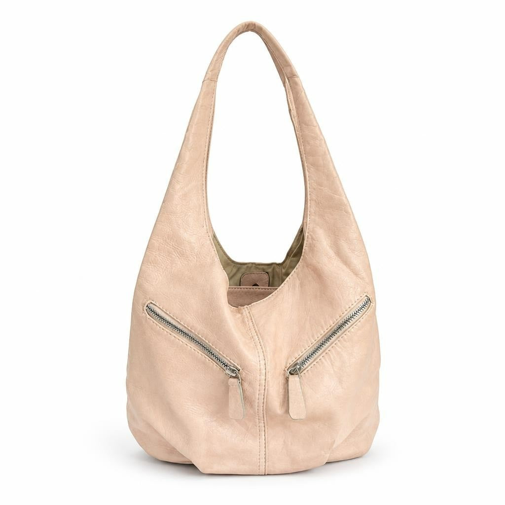 Blush Italian Real Leather Hobo Bag - white studio shot, second-hand at Why Go Less, Dekwaneh, Lebanon