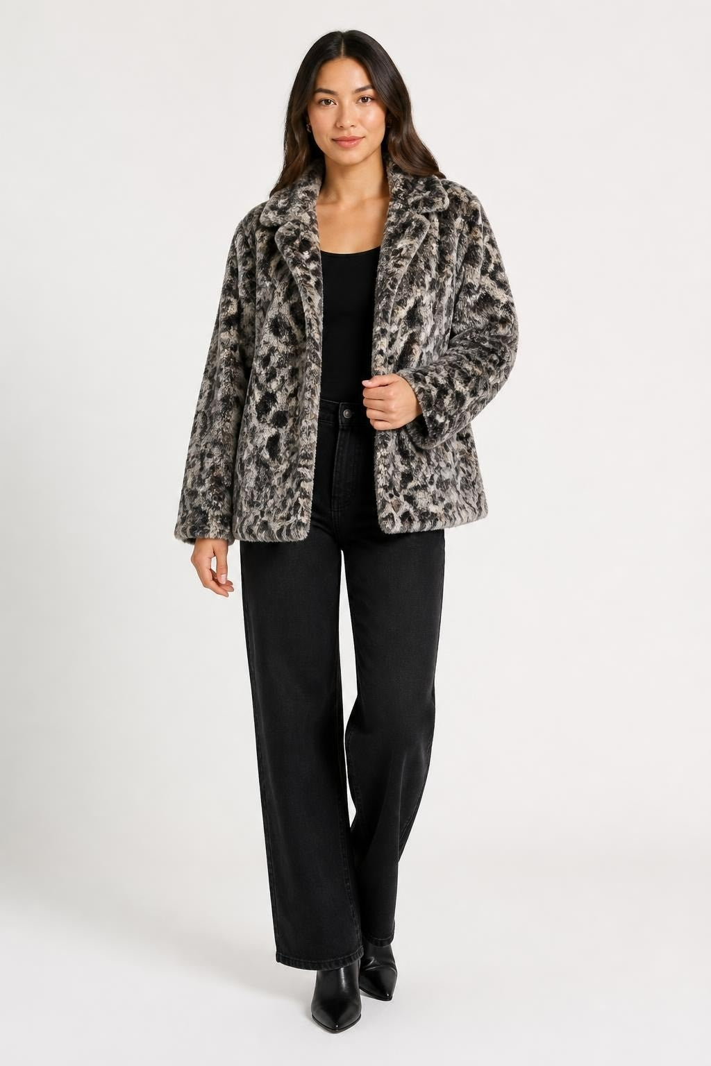 Leopard Print Faux Fur Short Jacket, Black Lining | Pre-Loved | Why Go Less