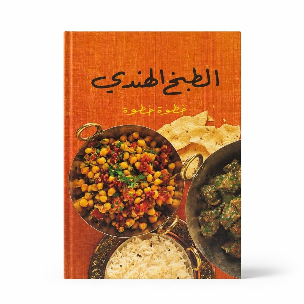 Arabic Indian Cooking Step-by-Step cookbook - white studio shot, second-hand at Why Go Less, Dekwaneh, Lebanon