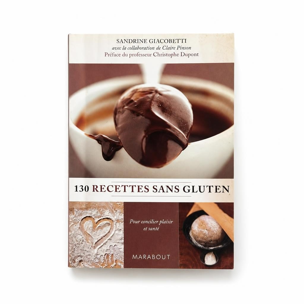 130 Recettes Sans Gluten cookbook by Giacobetti - white studio shot, second-hand at Why Go Less, Dekwaneh, Lebanon