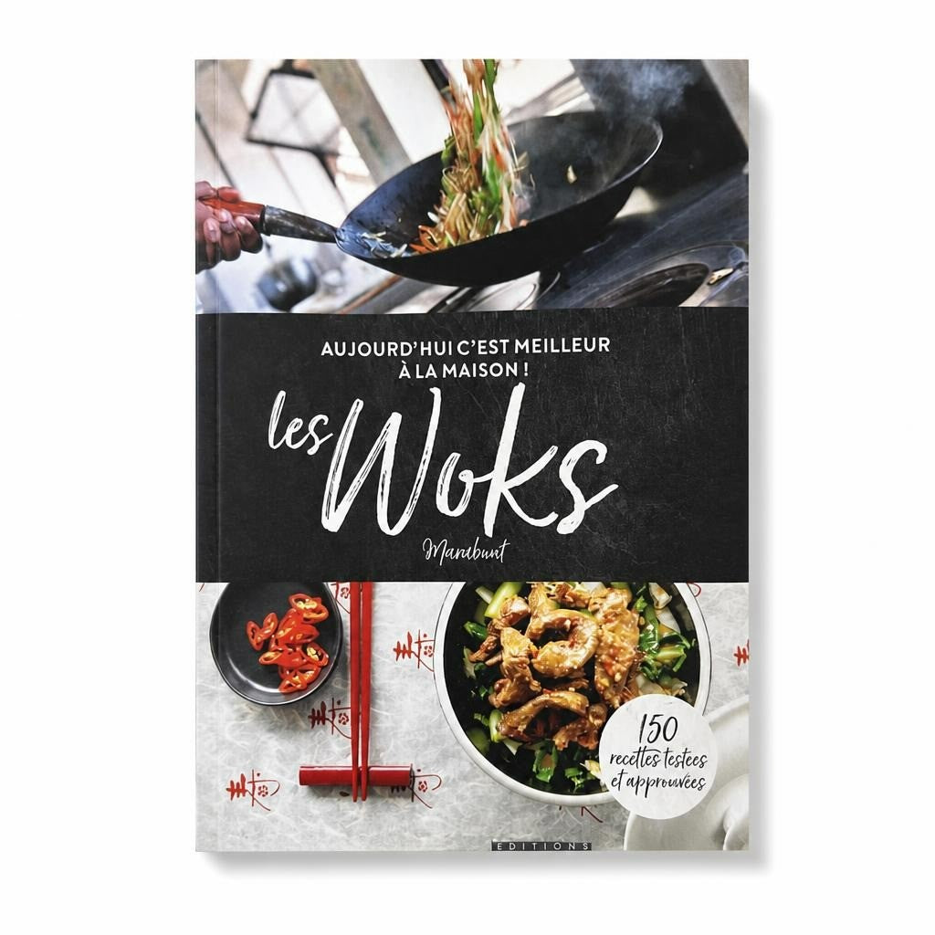 Les Woks Marabout cookbook, 150 recipes - white studio shot, second-hand at Why Go Less, Dekwaneh, Lebanon