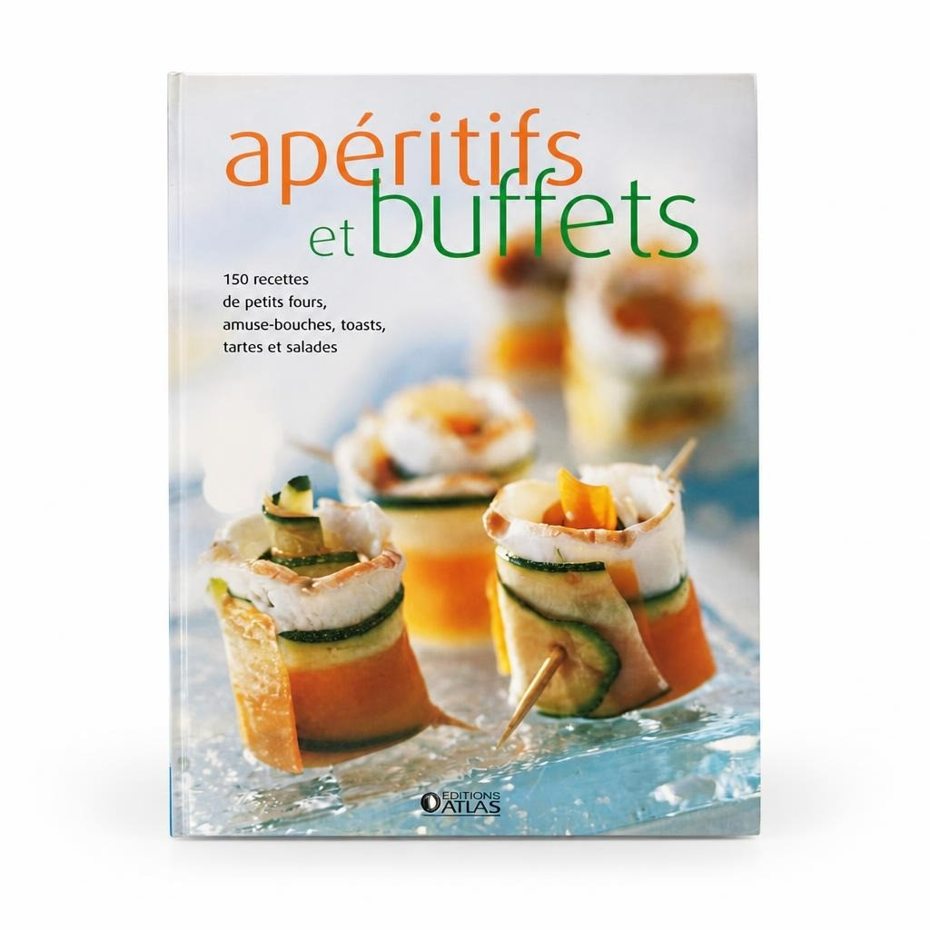 Editions Atlas 'Apéritifs et Buffets' French cookbook - white studio shot, second-hand at Why Go Less, Dekwaneh, Lebanon