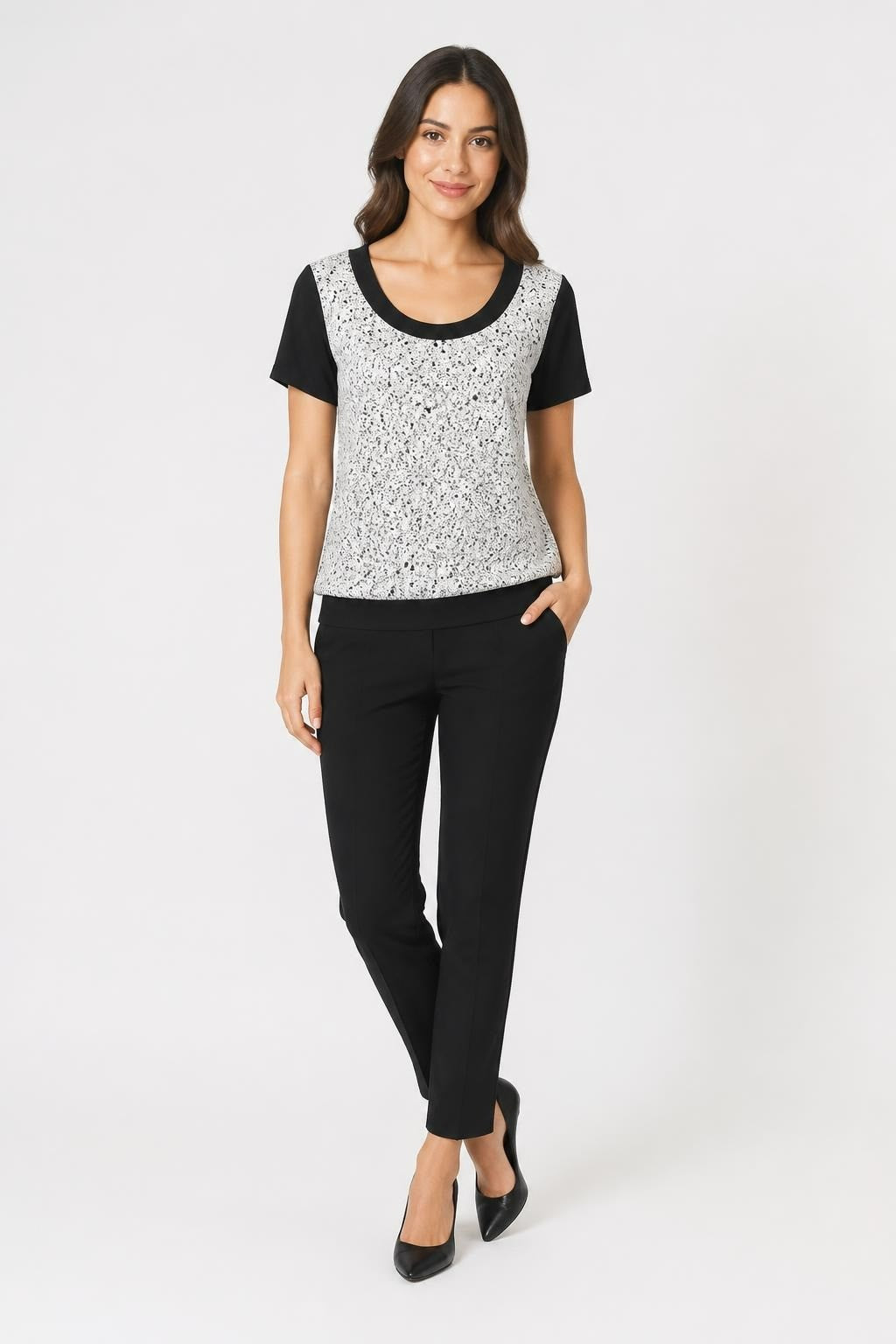 Haut à manches courtes noir à sequins Ann Taylor | Seconde main | Pourquoi se contenter de moins ?