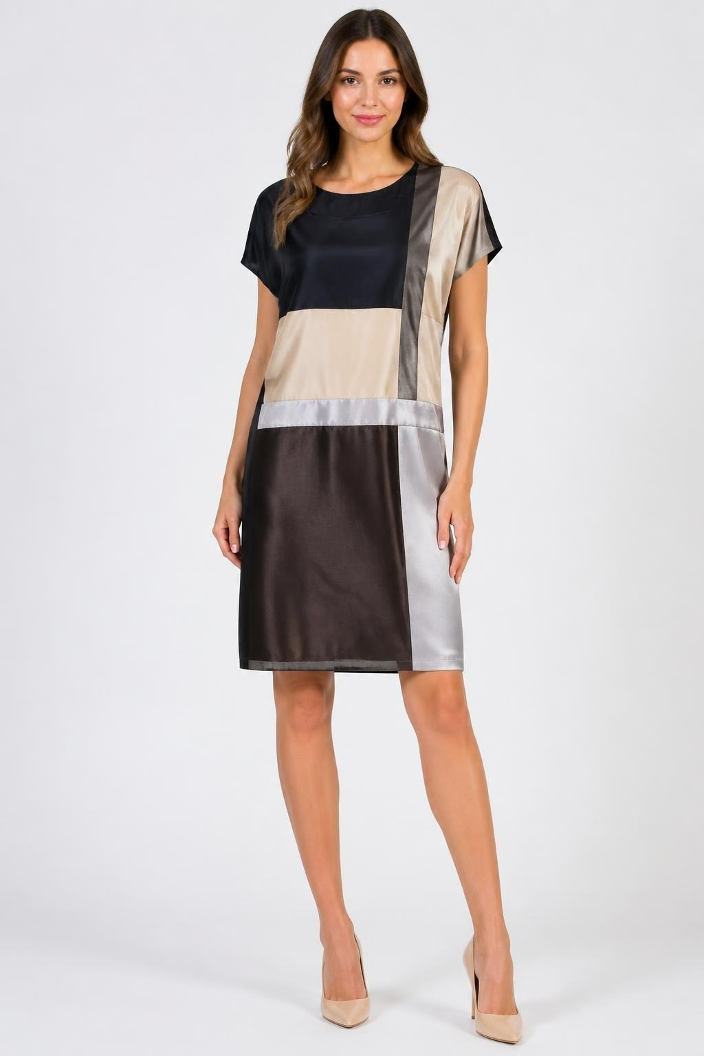 Escada Color Block Bronze Black Sleeveless Dress | Pre-Loved | Why Go Less