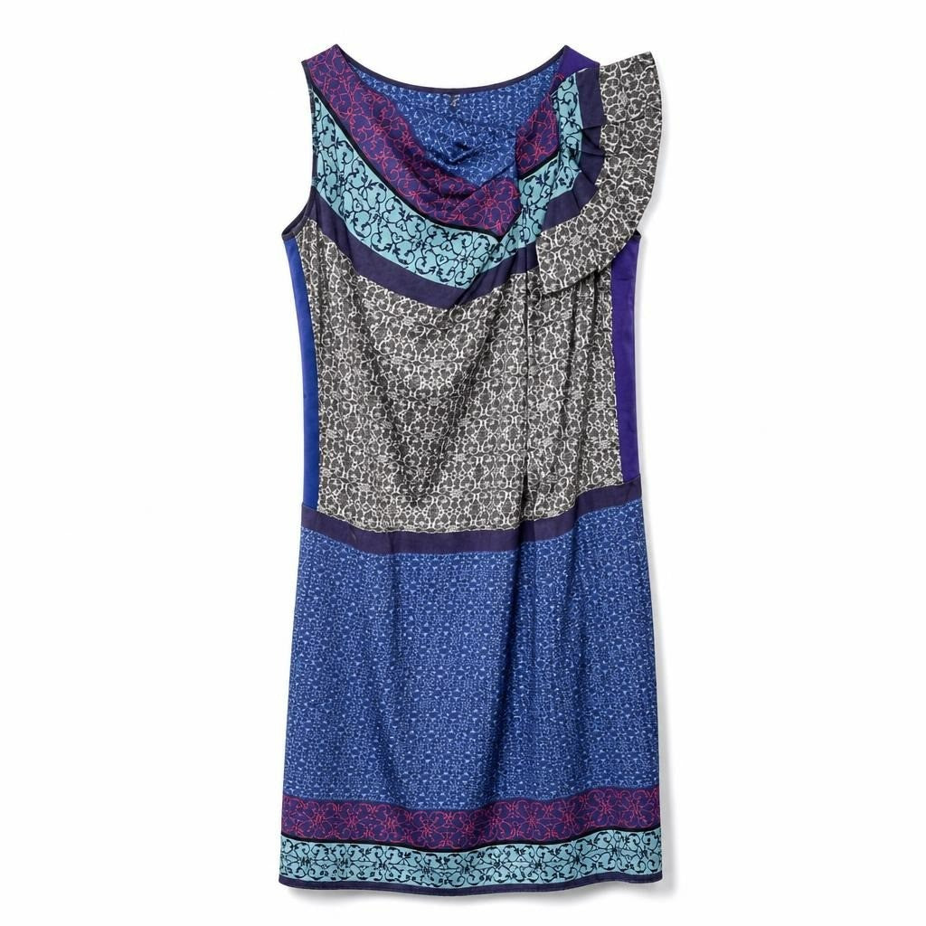 Emporio Armani Patchwork Print Sleeveless Maxi Dress - white studio shot, second-hand at Why Go Less, Dekwaneh, Lebanon