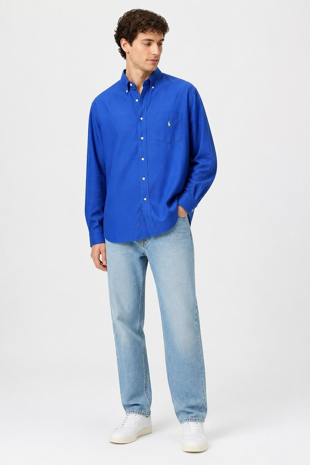 Ralph Lauren Blue Short-Sleeve Button-Down Shirt | Pre-Loved | Why Go Less