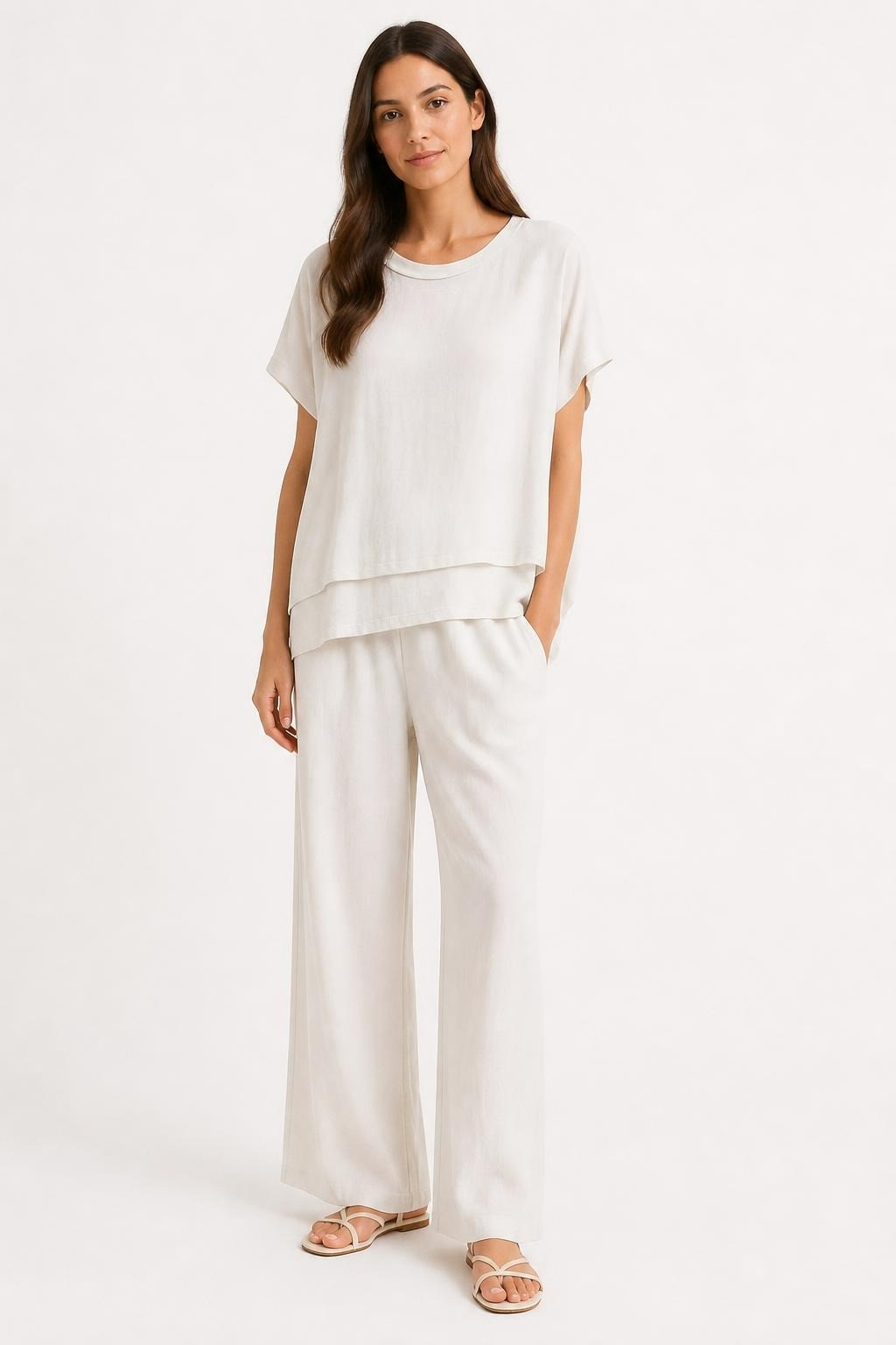 White Sheer Layered Top with Chain Neckline Detail | Pre-Loved | Why Go Less