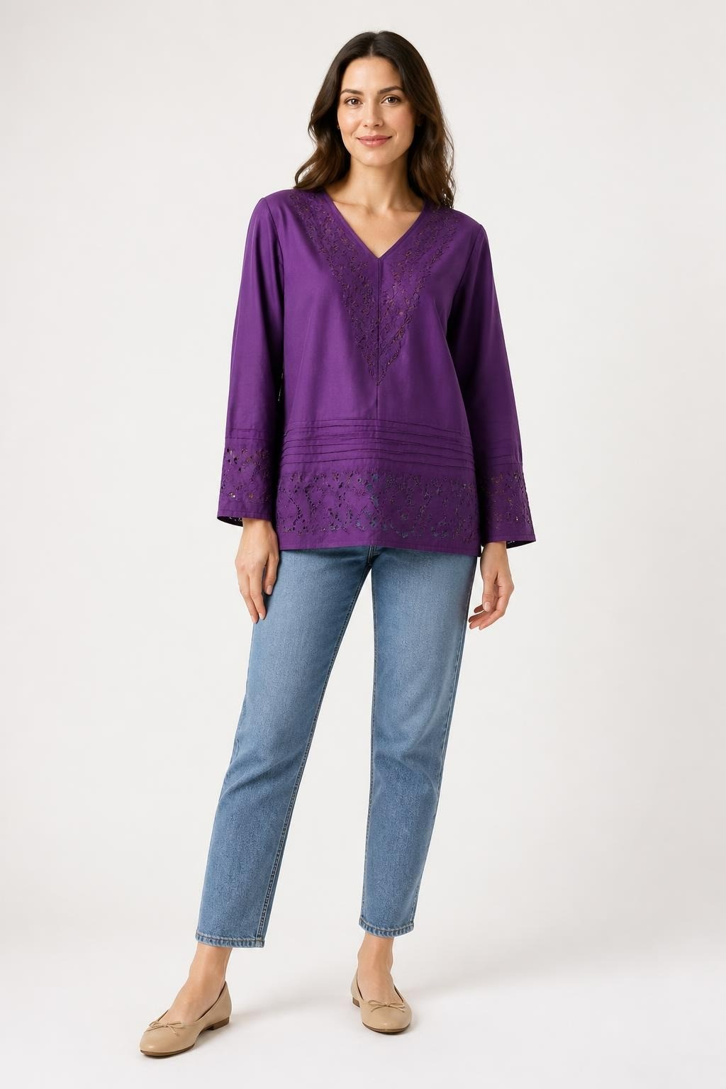 Catherine Malandrino Purple Cutwork Blouse, Sz L | Pre-Loved | Why Go Less