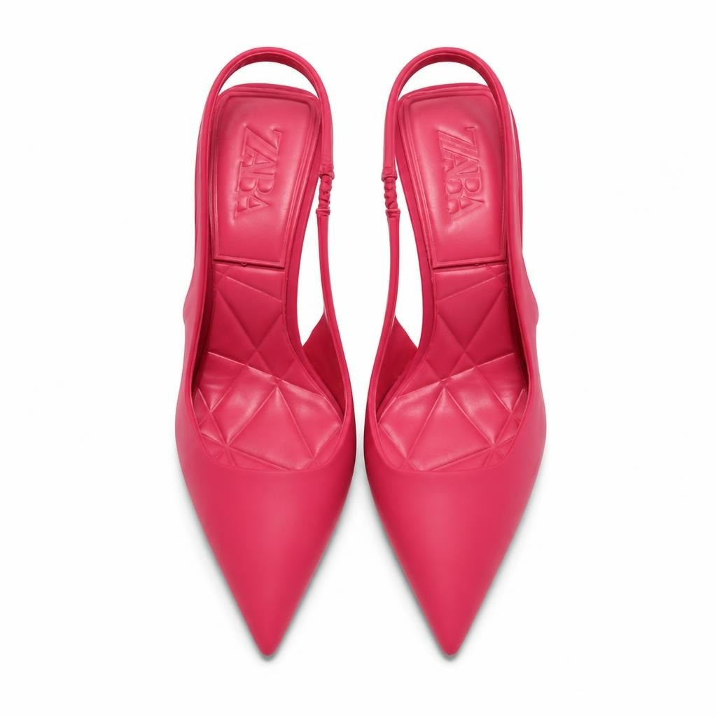 Zara Pink Slingback Pointed-Toe Heels - white studio shot, second-hand at Why Go Less, Dekwaneh, Lebanon