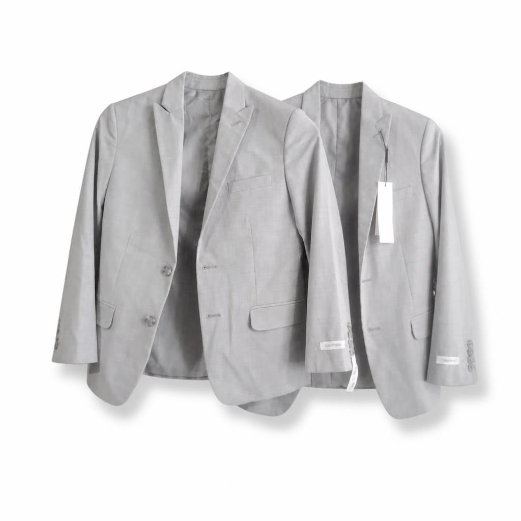 Calvin Klein kids Light Grey Blazer, new with tags - white studio shot, second-hand at Why Go Less, Dekwaneh, Lebanon