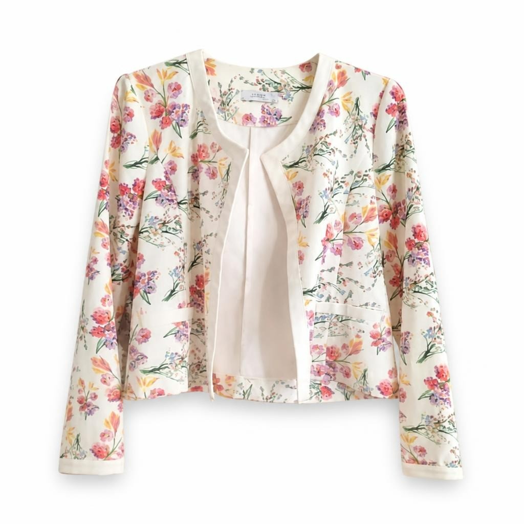 Zara Floral Blazer & Cami Set, white/pink - white studio shot, second-hand at Why Go Less, Dekwaneh, Lebanon