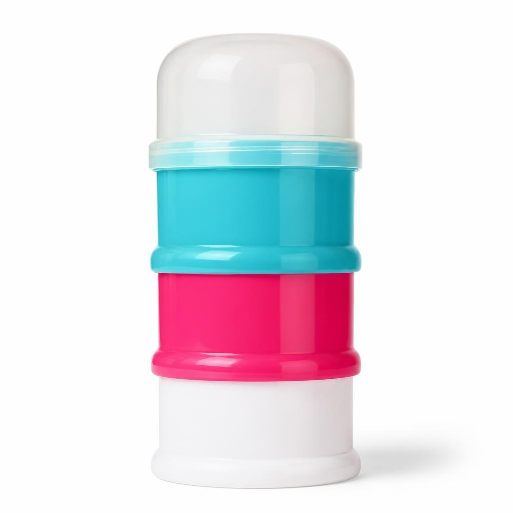 Optimal 3-tier formula powder dispenser, pink teal - white studio shot, second-hand at Why Go Less, Dekwaneh, Lebanon