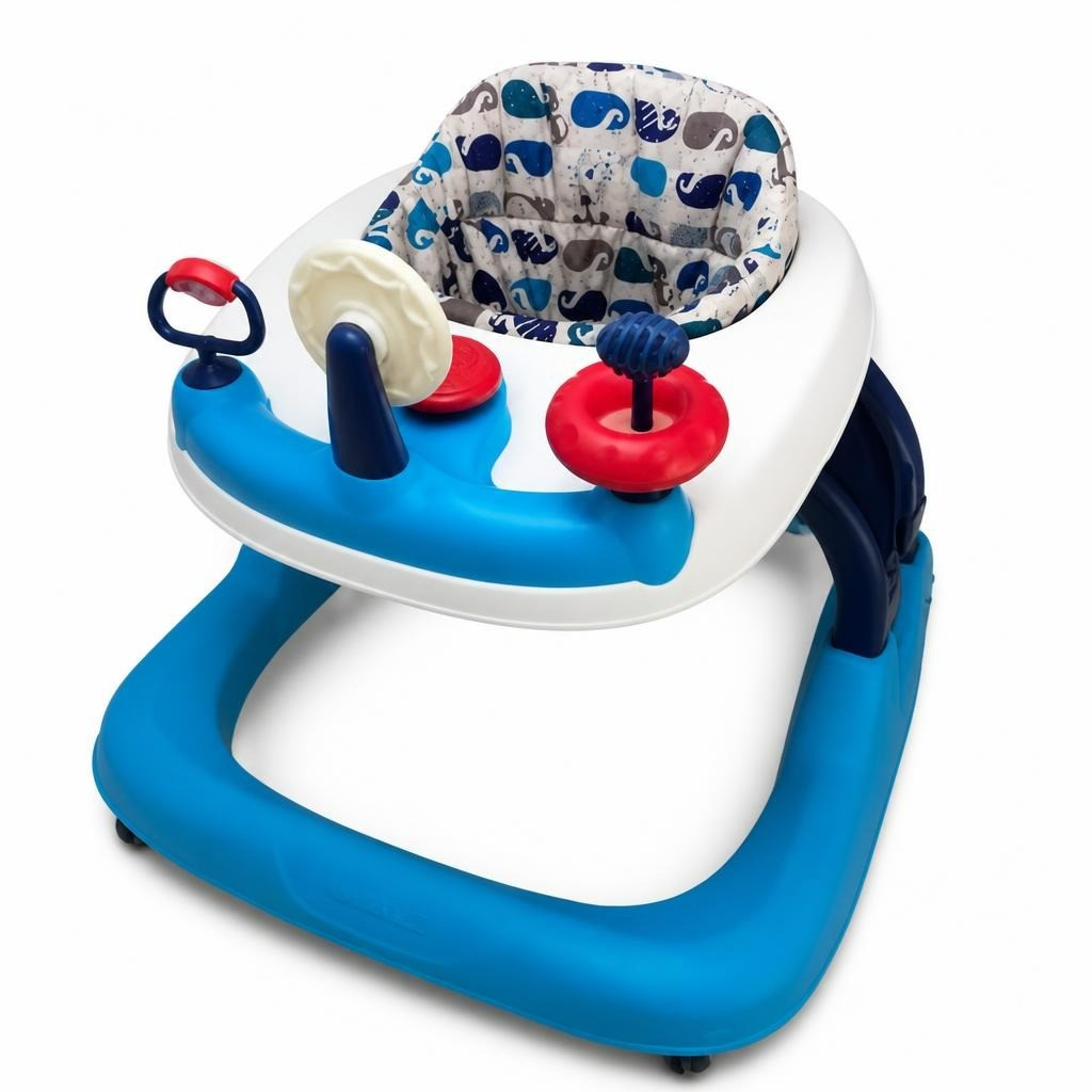 Safety 1st Baby Walker, Blue, Whale Print - white studio shot, second-hand at Why Go Less, Dekwaneh, Lebanon