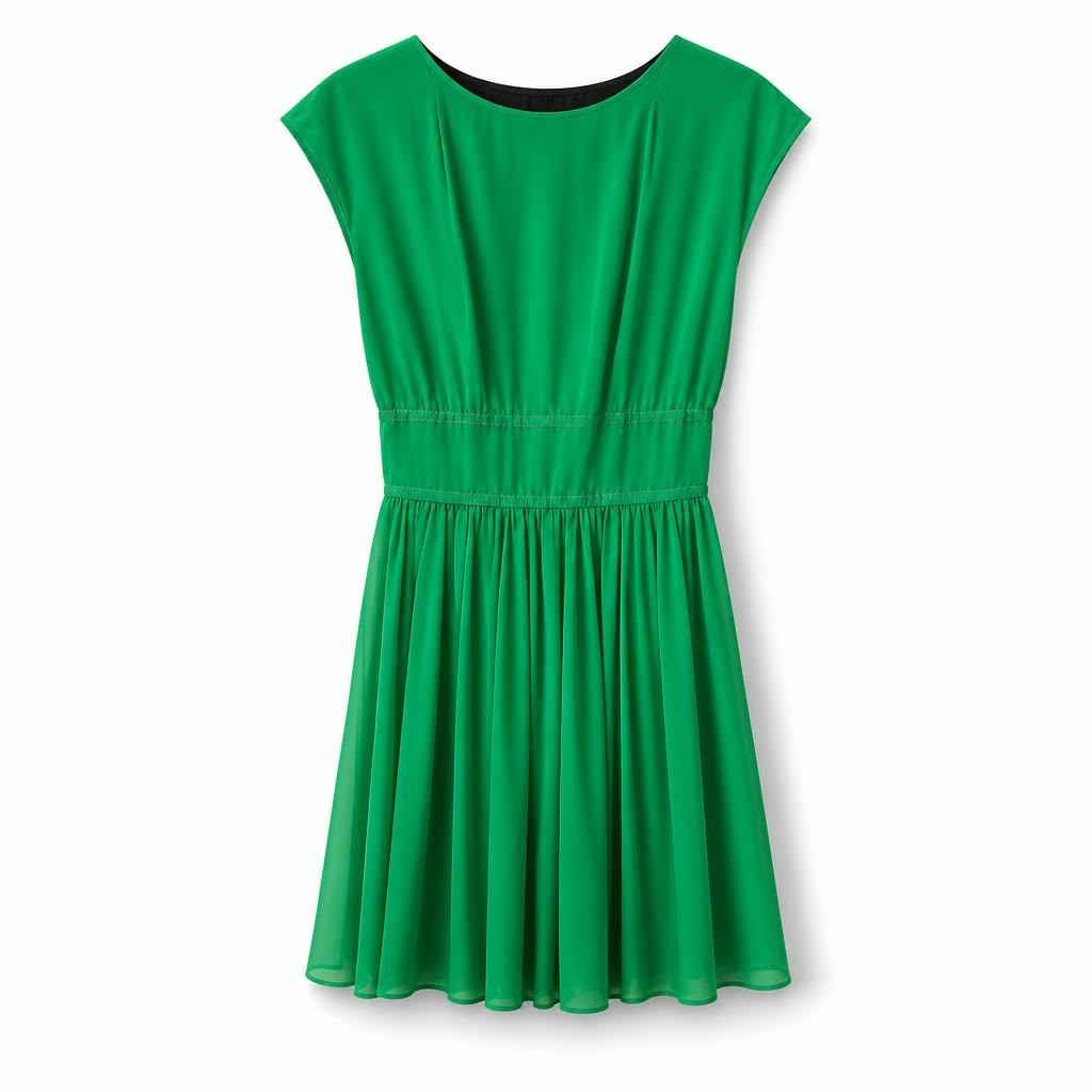 Ted Baker green dress, vibrant color - white studio shot, second-hand at Why Go Less, Dekwaneh, Lebanon