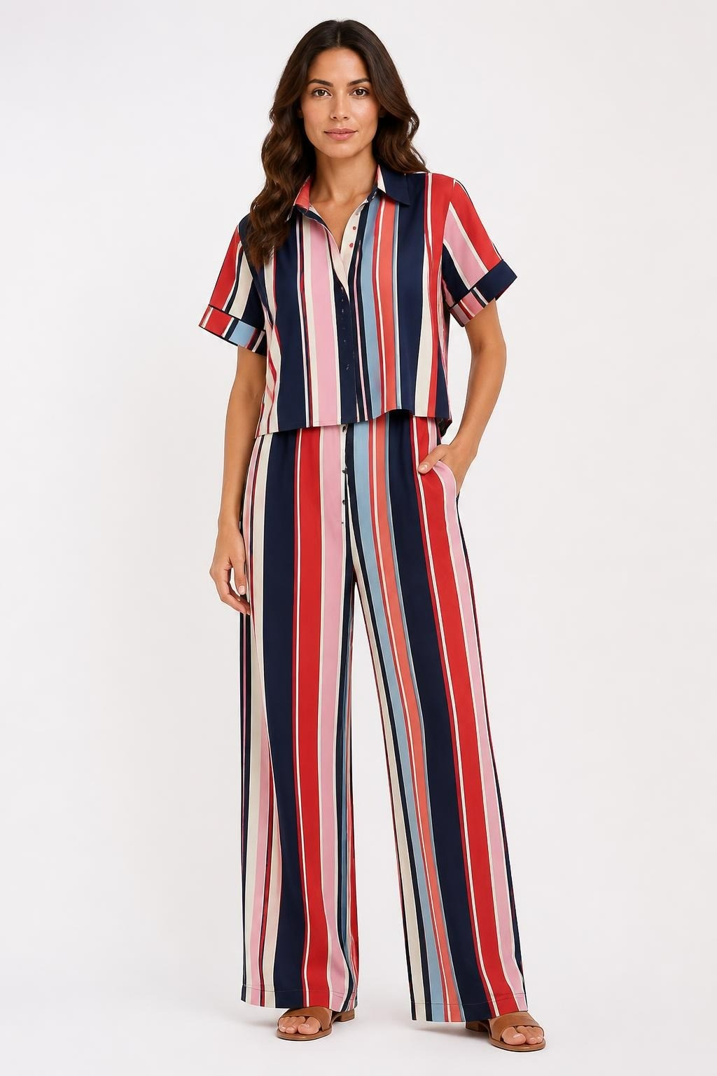 Multicolor vertical stripe shirt maxi dress | Pre-Loved | Why Go Less
