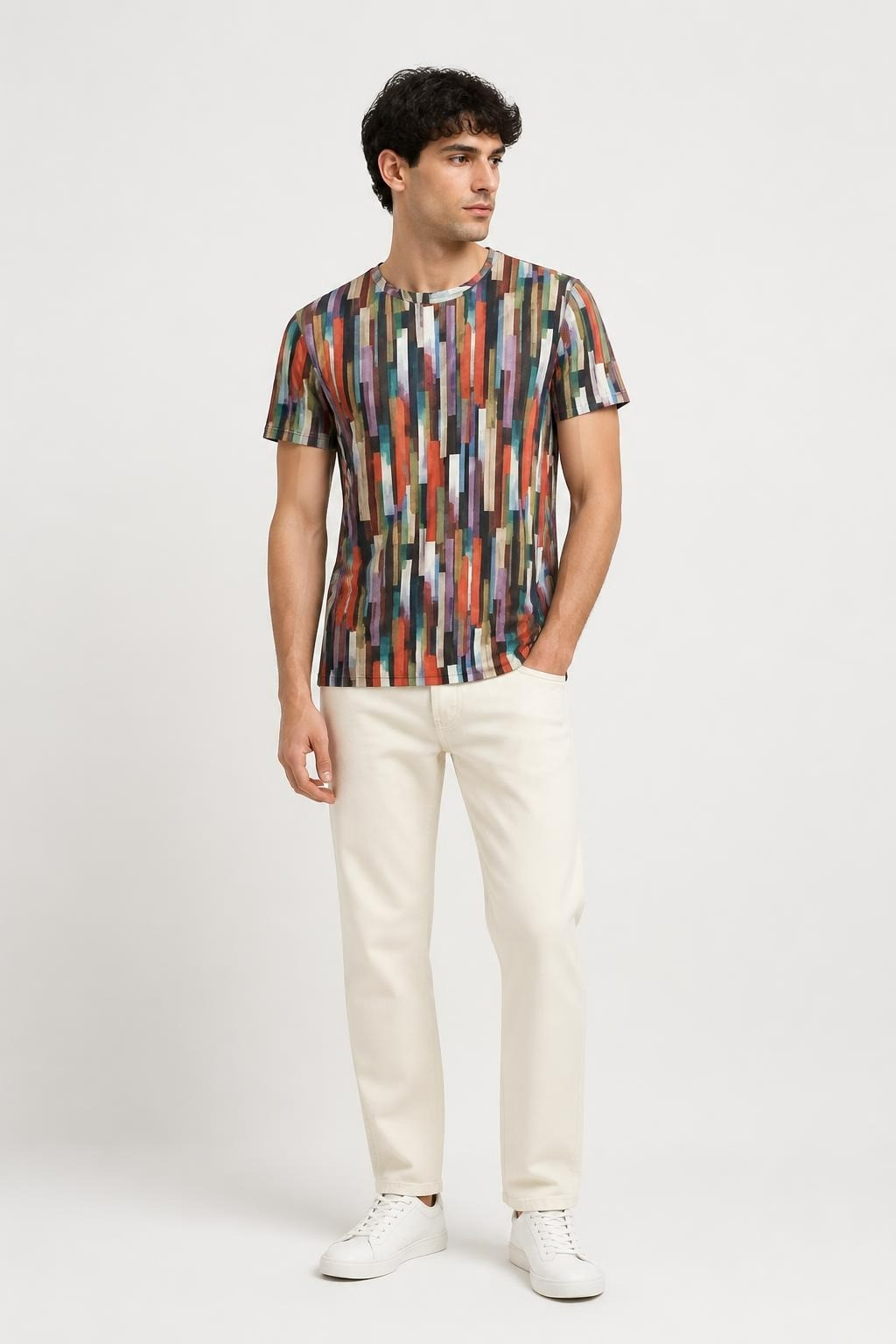 Multicolor abstract print short sleeve top | Pre-Loved | Why Go Less