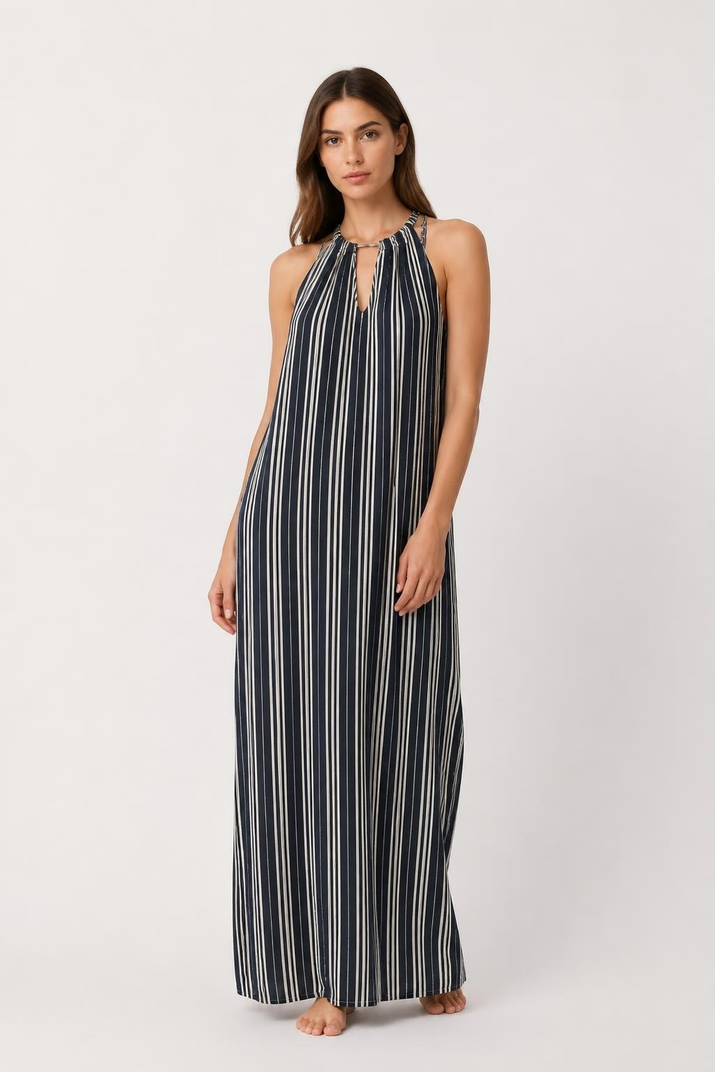 Navy & White Striped Maxi Dress or Skirt | Pre-Loved | Why Go Less