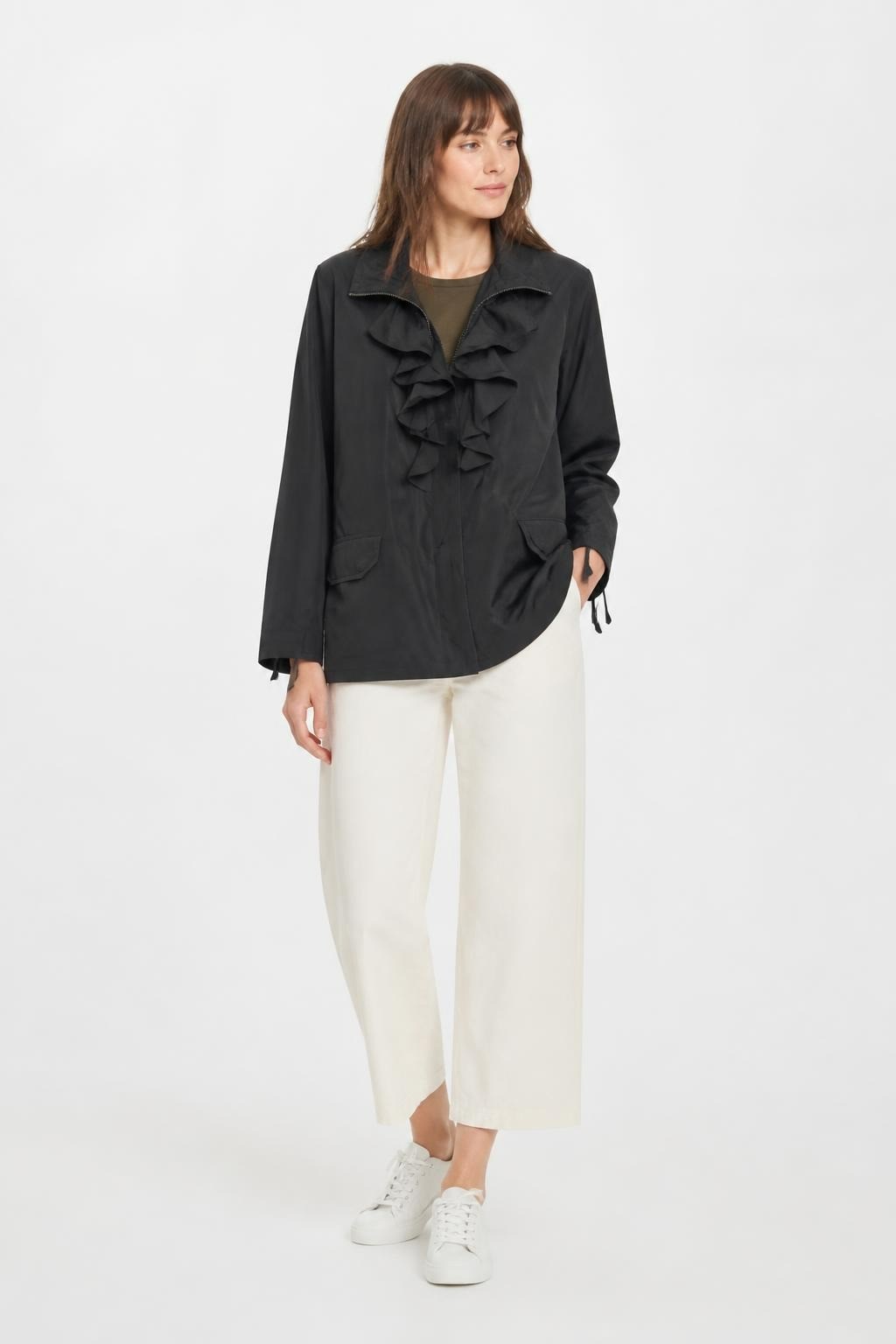 Lauren Ralph Lauren Black Ruffle Zip Jacket | Pre-Loved | Why Go Less