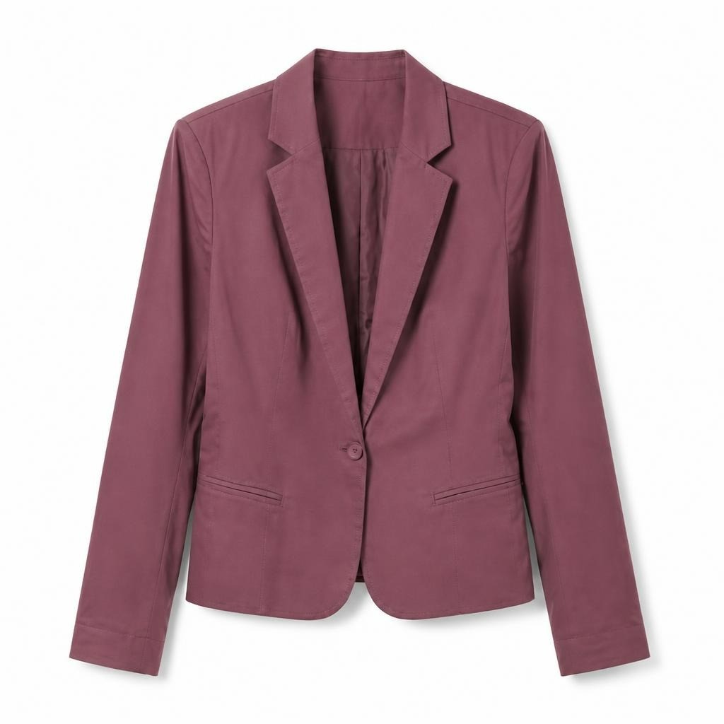 Dusty mauve single-button fitted blazer jacket - white studio shot, second-hand at Why Go Less, Dekwaneh, Lebanon