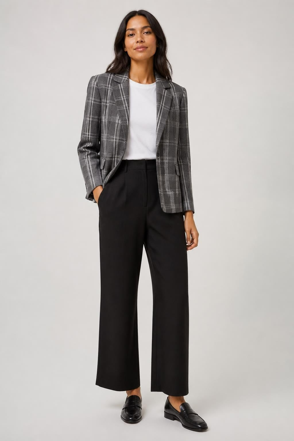 Blazer surdimensionné à carreaux gris, taille inconnue | Seconde main | Pourquoi se contenter de moins