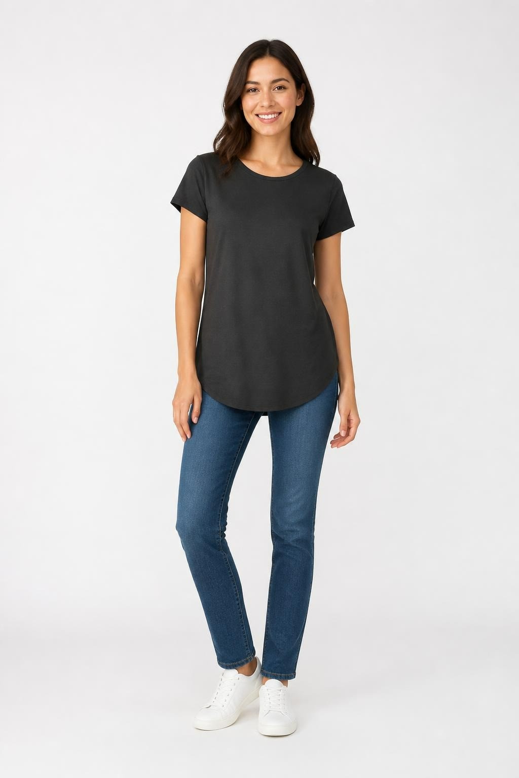 T-shirt noir ras du cou à manches courtes, taille inconnue | D'occasion | Pourquoi payer plus