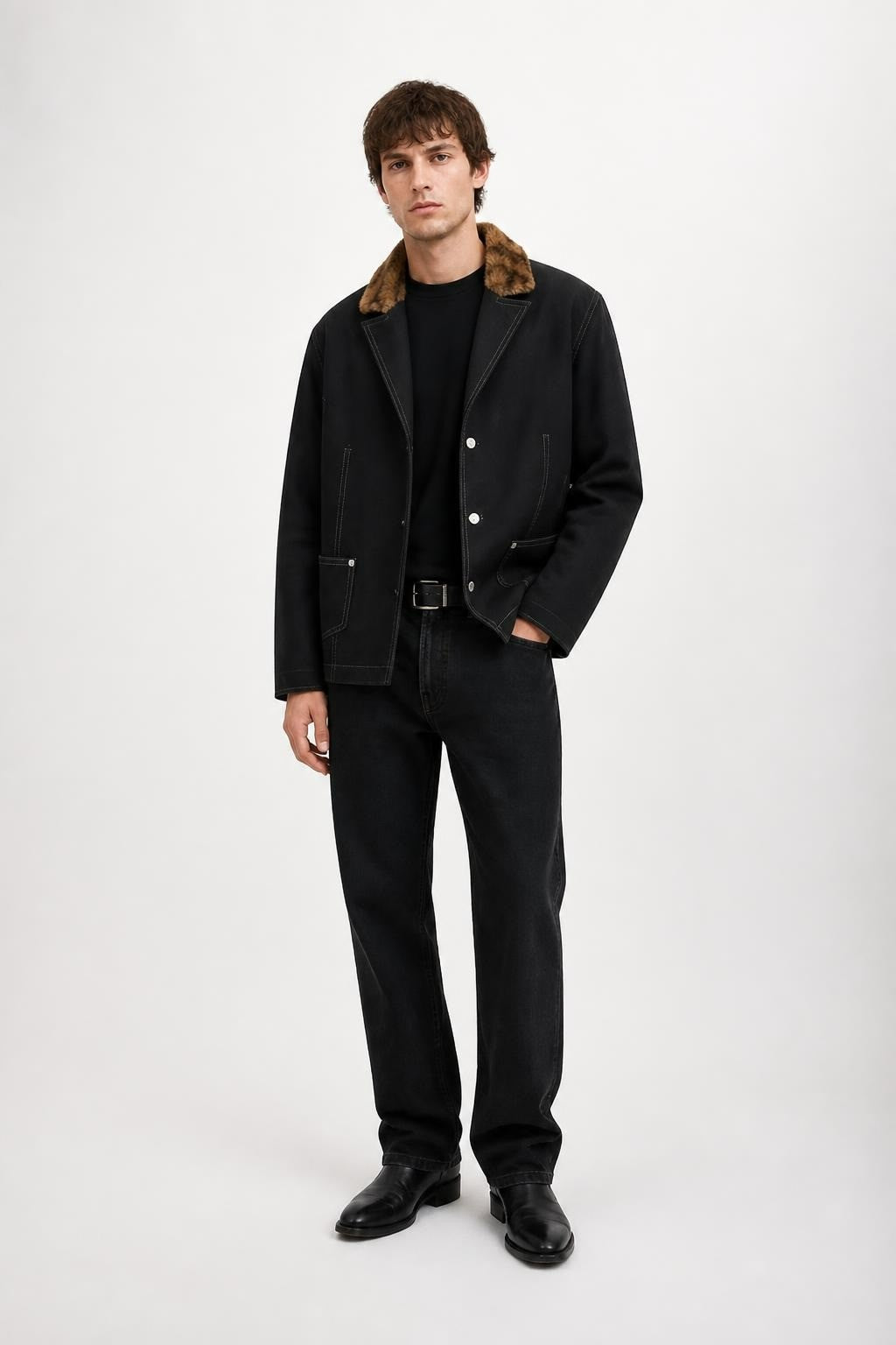 Versace Jeans dark blazer fur collar, size unknown | Pre-Loved | Why Go Less