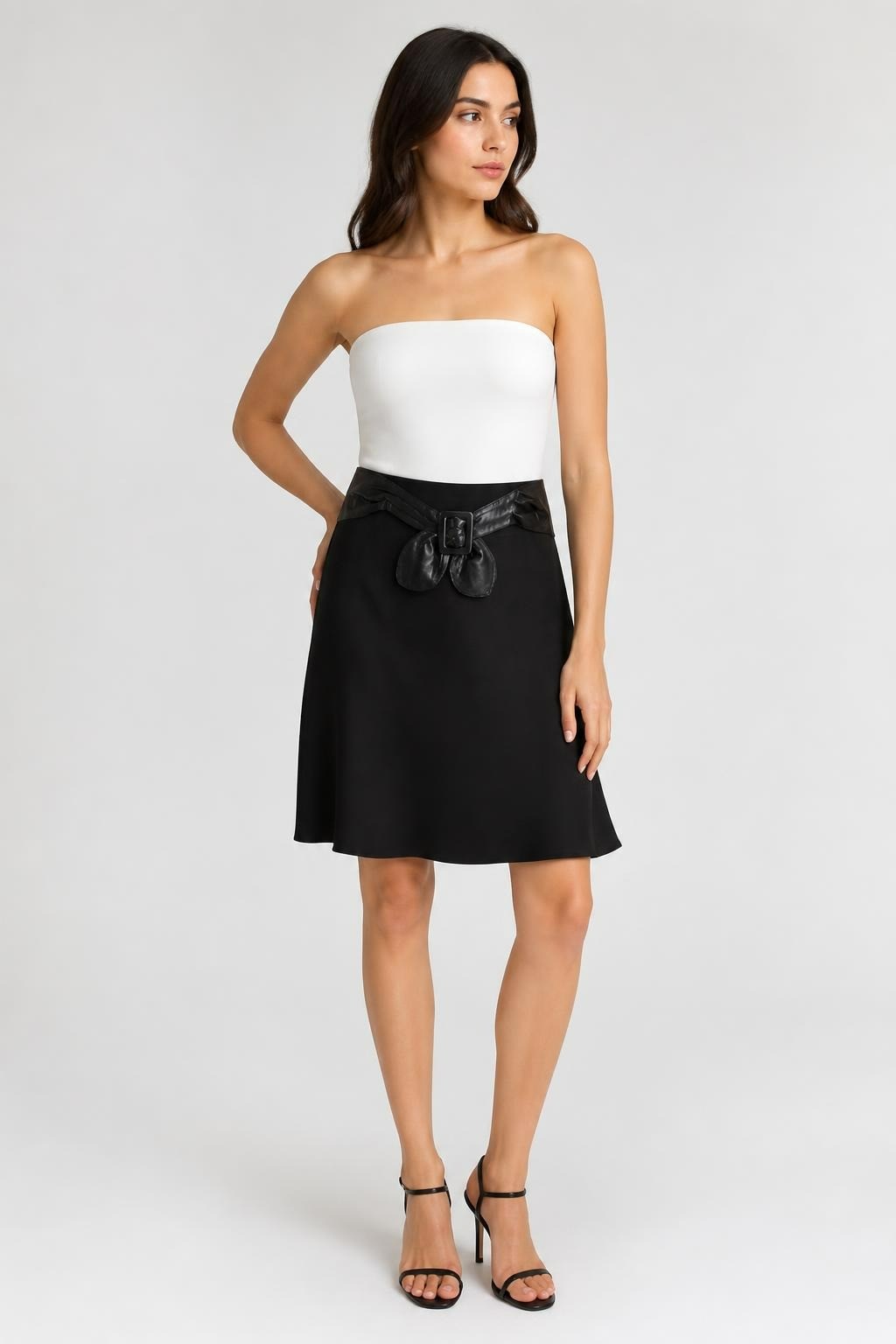 Black A-line skirt with leather bow belt | Pre-Loved | Why Go Less