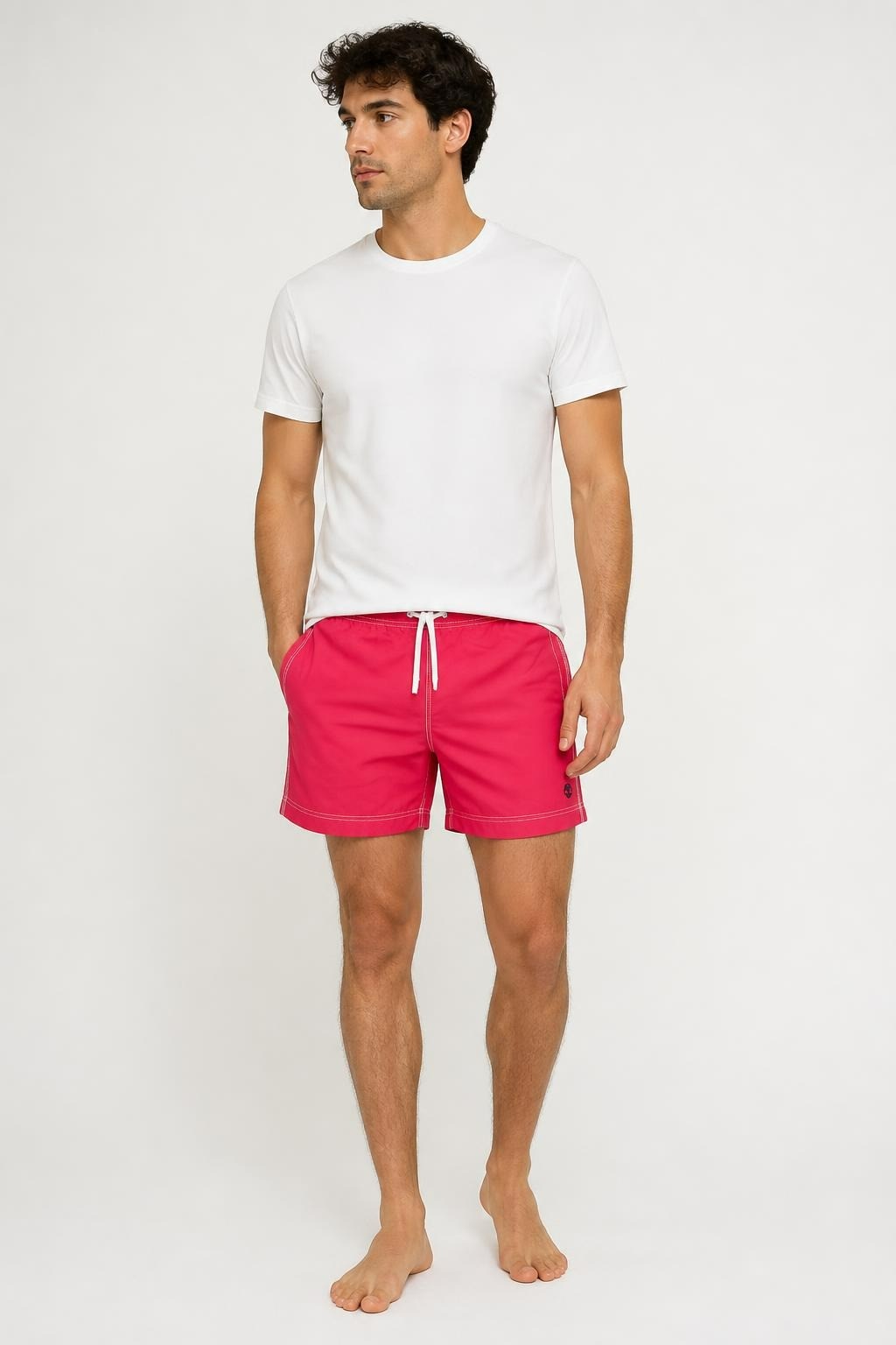 Timberland pink swim shorts with white stitching | Pre-Loved | Why Go Less-1