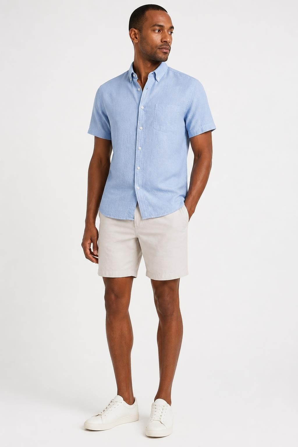 Light gray chino shorts, clean minimal style | Pre-Loved | Why Go Less-1