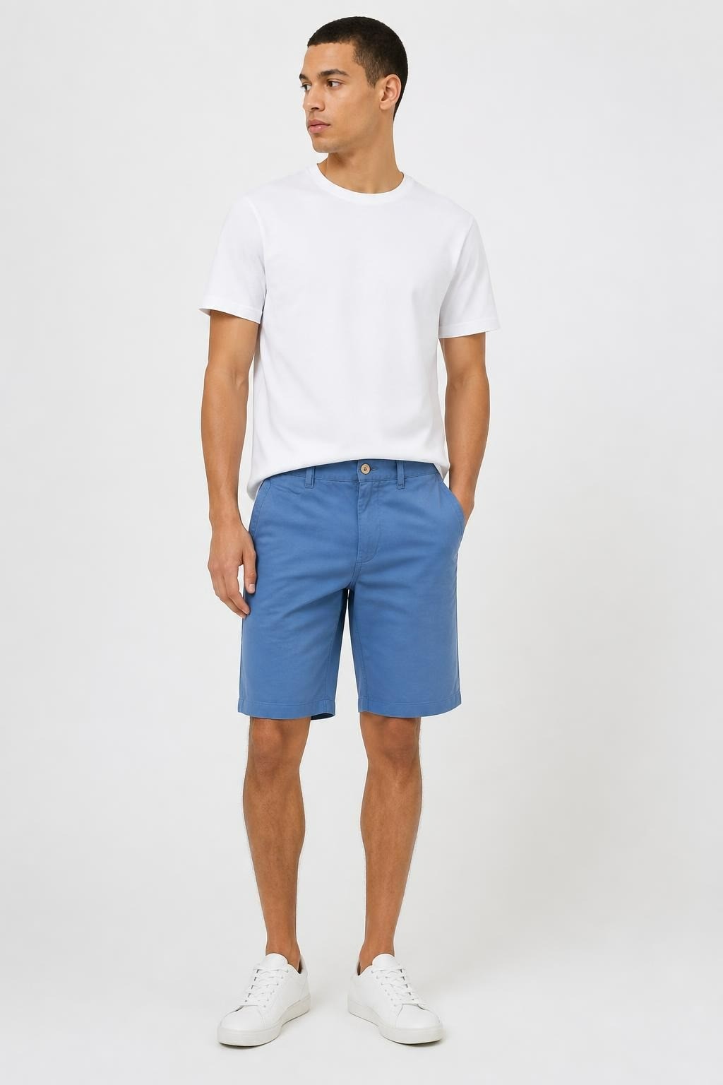 Blue chino shorts, casual everyday style | Pre-Loved | Why Go Less-1