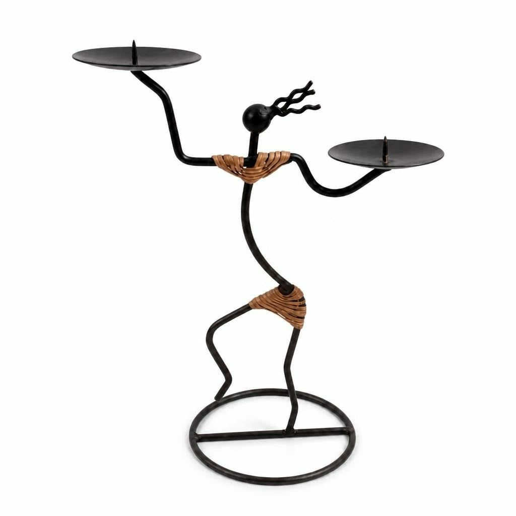 Metal wire candle holder figurine, dark bronze - white studio shot, second-hand at Why Go Less, Dekwaneh, Lebanon