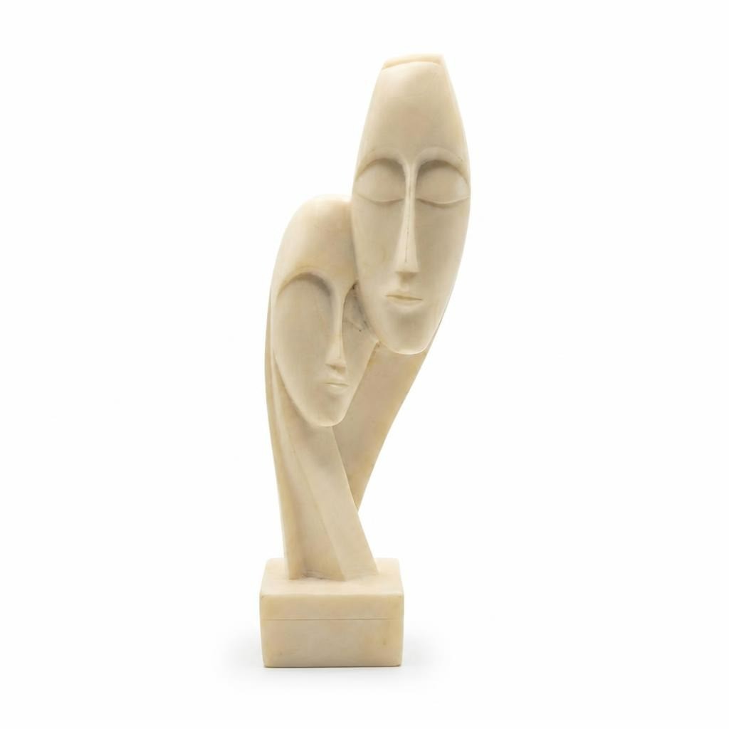 Abstract white resin double-face sculpture figurine - white studio shot, second-hand at Why Go Less, Dekwaneh, Lebanon