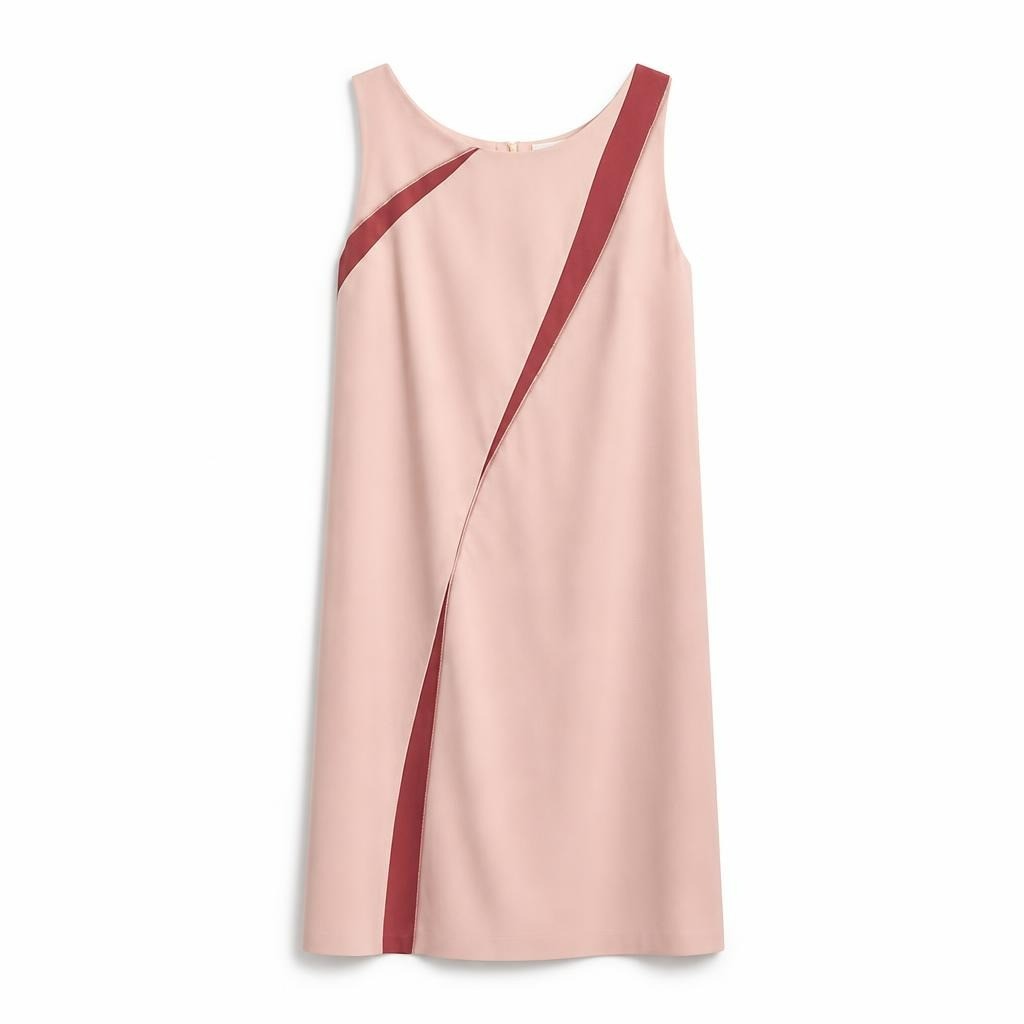 Pink sleeveless top with dark rose stripe detail - white studio shot, second-hand at Why Go Less, Dekwaneh, Lebanon