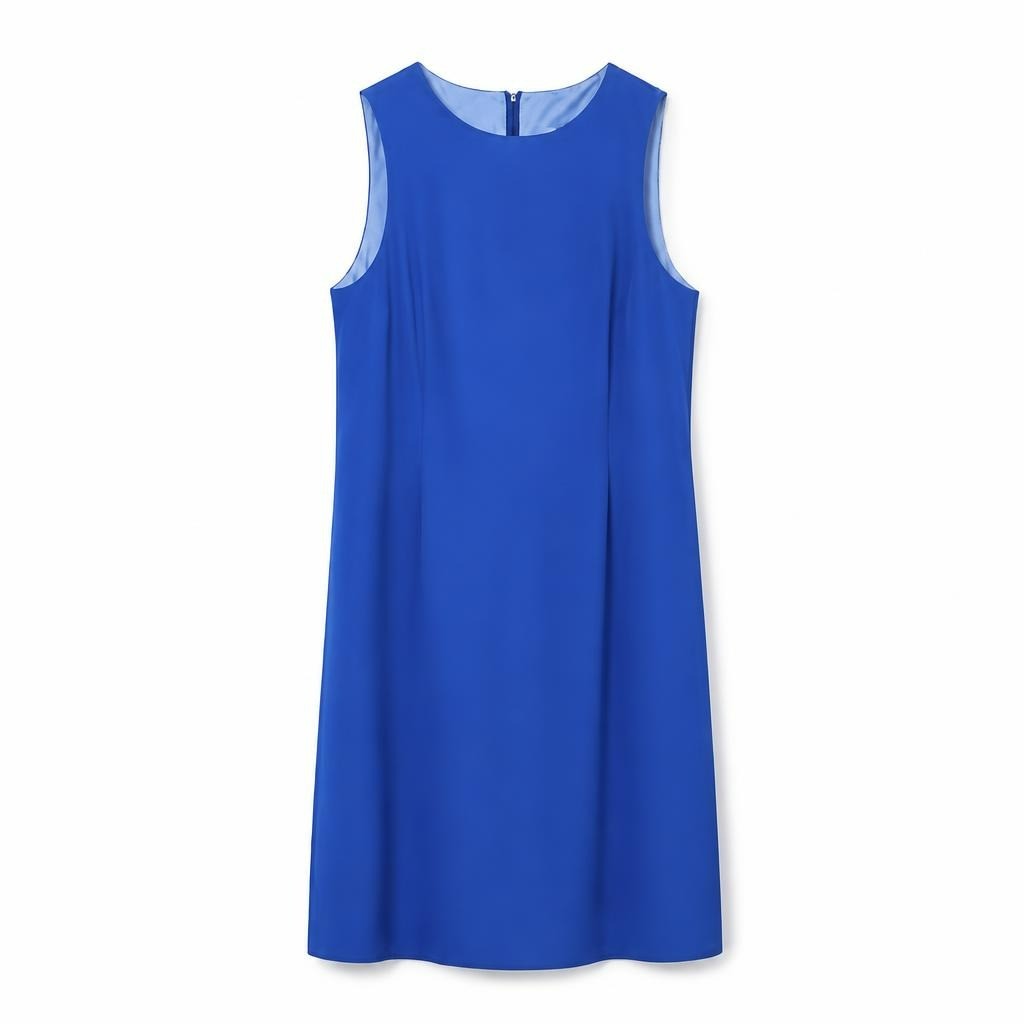 Royal blue sleeveless shift dress, new with tags - white studio shot, second-hand at Why Go Less, Dekwaneh, Lebanon
