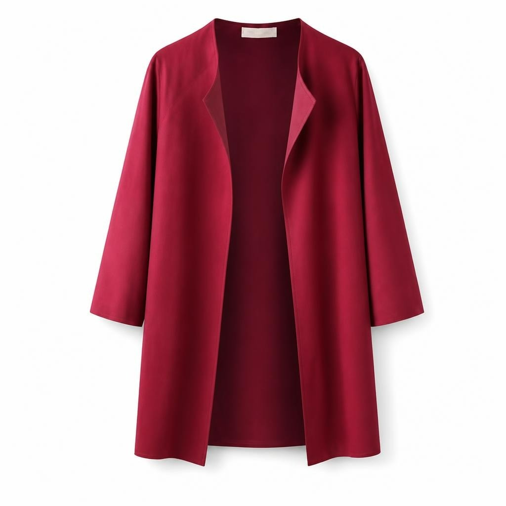 Burgundy open-front blazer jacket, unlined - white studio shot, second-hand at Why Go Less, Dekwaneh, Lebanon