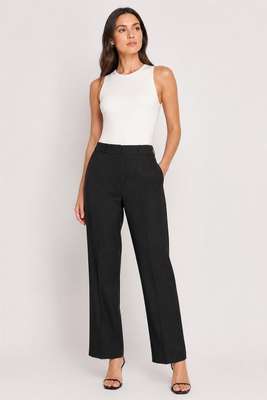 Black straight-leg dress trousers, single button | Pre-Loved | Why Go Less