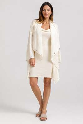 Blouse/veste crème plissée cache-cœur, boutons-pression | Occasion | Pourquoi se contenter de moins